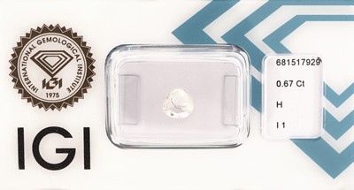 Image Loose rose cut diamond , 0.67 ct Wesselton (H)/p1, sealed, with IGI-expertise Valuation ...