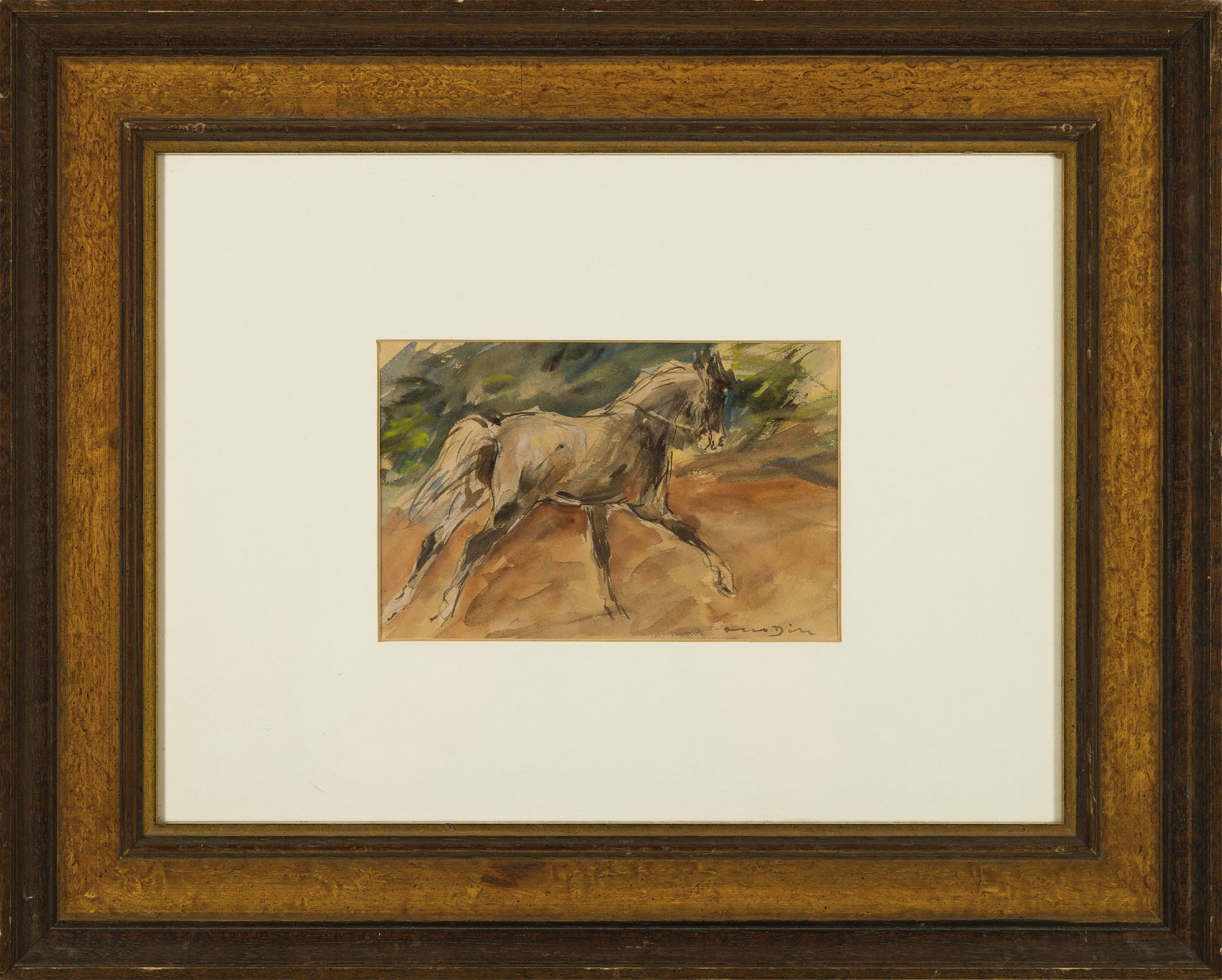 Detail k: Otto Dill, 1884 Neustadt-1957 Bad Dürkheim, Trabendes Pferd, Aquarell auf Papier, rechts unten sign., ca. 13x19cm, PP, u.Gl., R. ca. 41x51cm