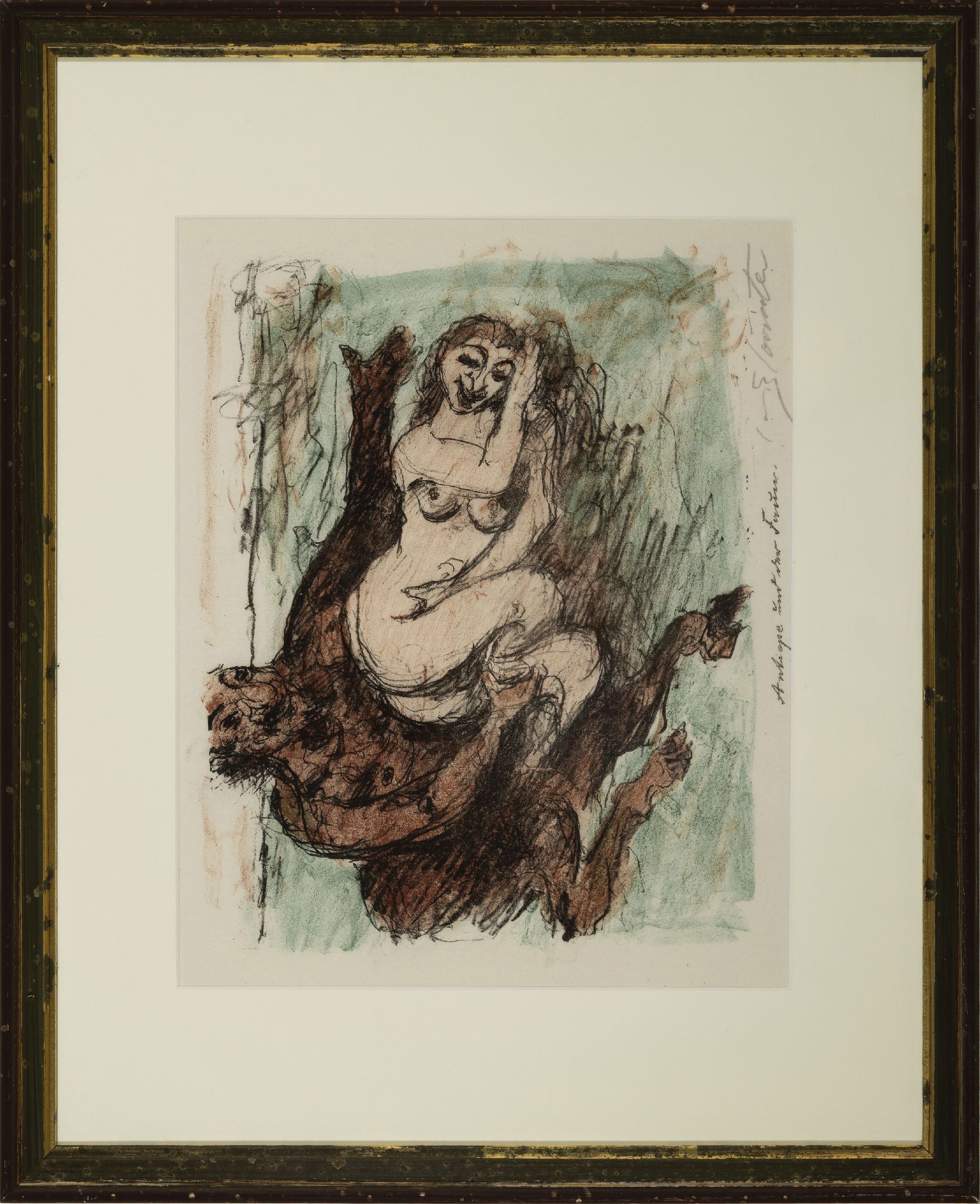 Detail k: Lovis Corinth, 1858-1925, Antilope und ihr Faun, Farblithographie, handsign.,