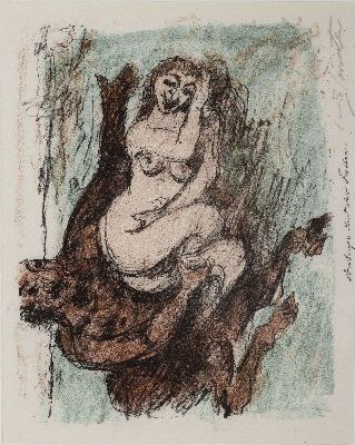 Image 26960882 - Lovis Corinth, 1858-1925, Antilope und ihr Faun, Farblithographie, handsign.