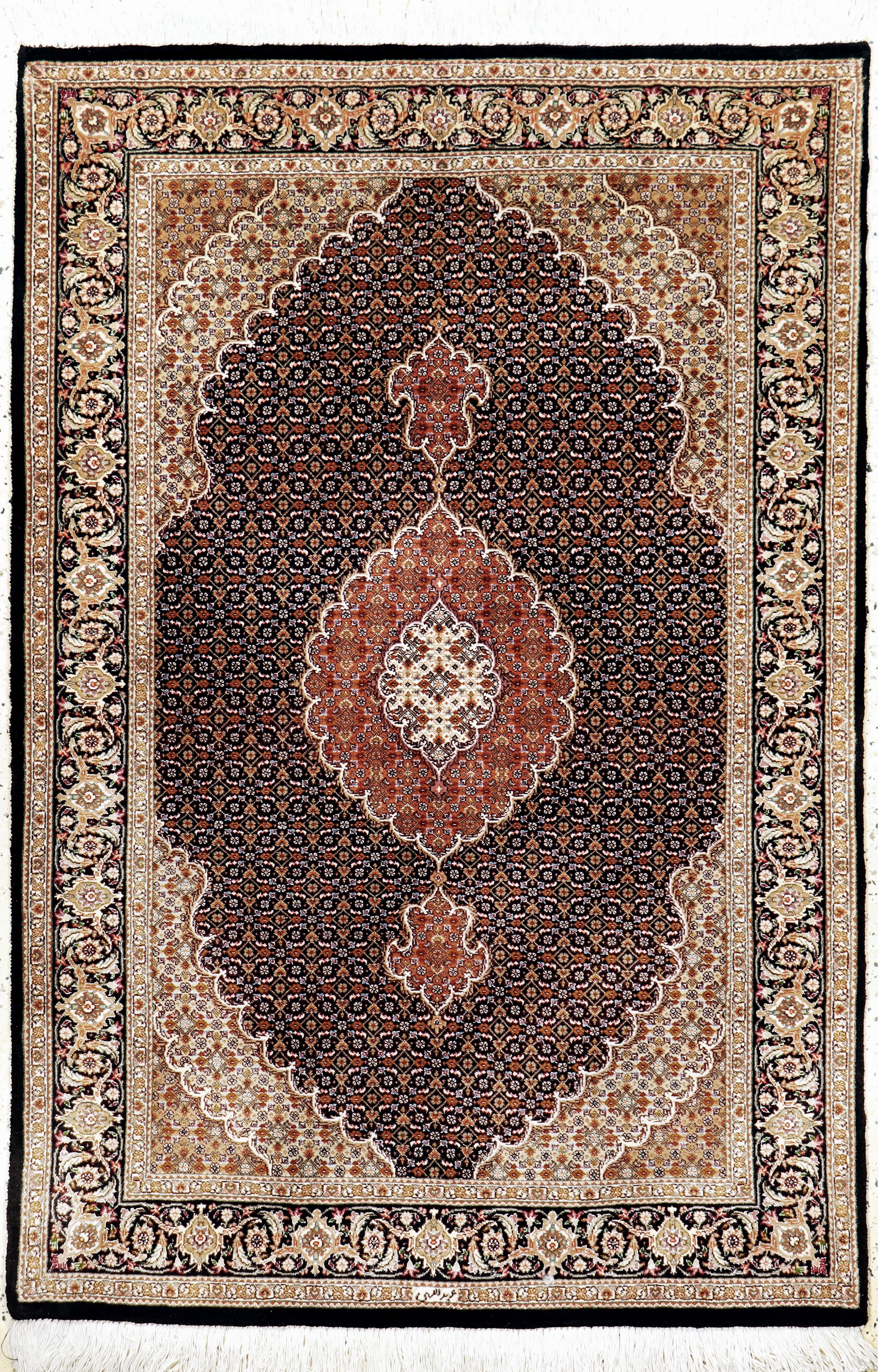 Täbriz fein(50 Raj), Persien, Ende 20.Jhd, Korkwolle mit Seide, ca. 162 x 108 cm, ca. 500.000 Kn/qm, EHZ: 1-2