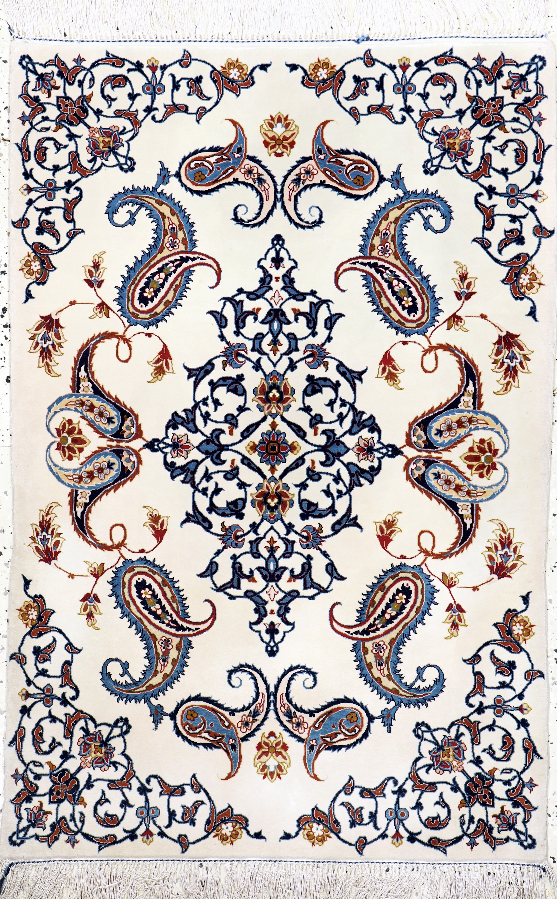 Esfahan fein, Persien, Mitte 20.Jhd, Korkwolle auf Seide, ca. 116 x 77 cm, ca. 1,0 Mio. Kn/qm, EHZ: 1-2