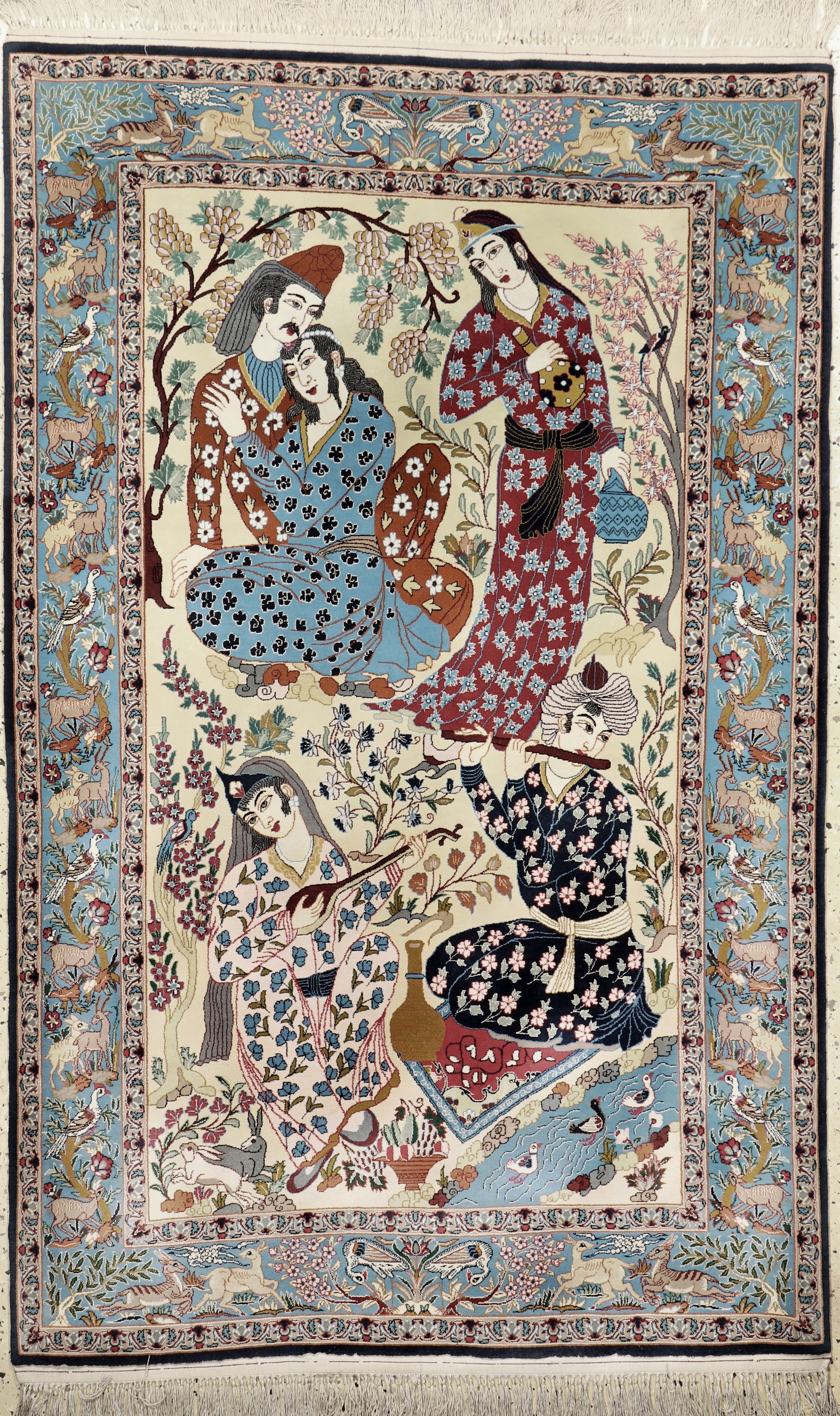 Esfahan fein, Persien, Mitte 20.Jhd, Korkwolle auf Seide, ca. 170 x 105 cm, ca. 1,0Mio. Kn/qm, EHZ: 1-2