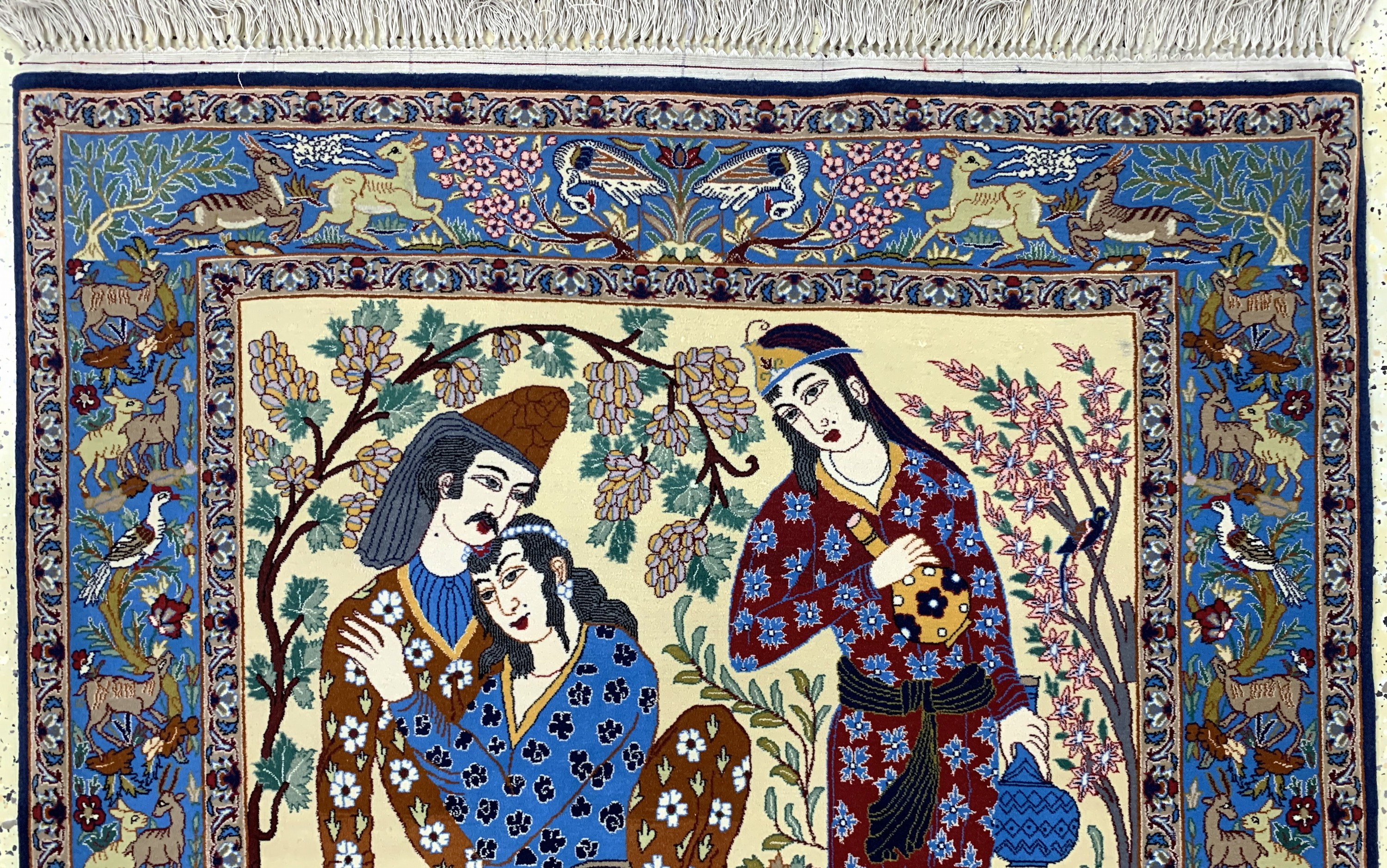 Detail a: Esfahan fein, Persien, Mitte 20.Jhd, Korkwolle auf Seide, ca. 170 x 105 cm, ca. 1,0Mio. Kn/qm, EHZ: 1-2