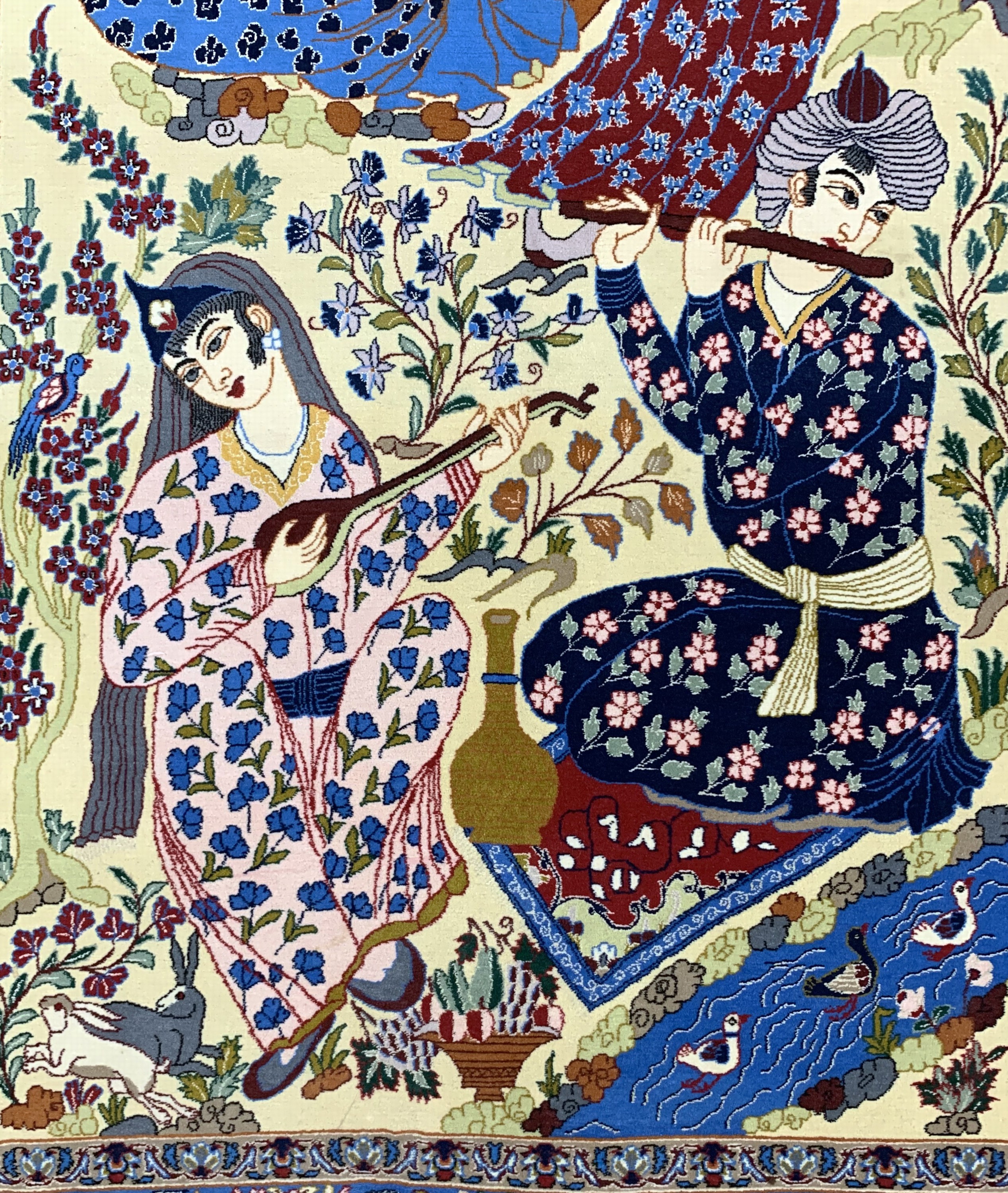 Detail d: Esfahan fein, Persien, Mitte 20.Jhd, Korkwolle auf Seide, ca. 170 x 105 cm, ca. 1,0Mio. Kn/qm, EHZ: 1-2