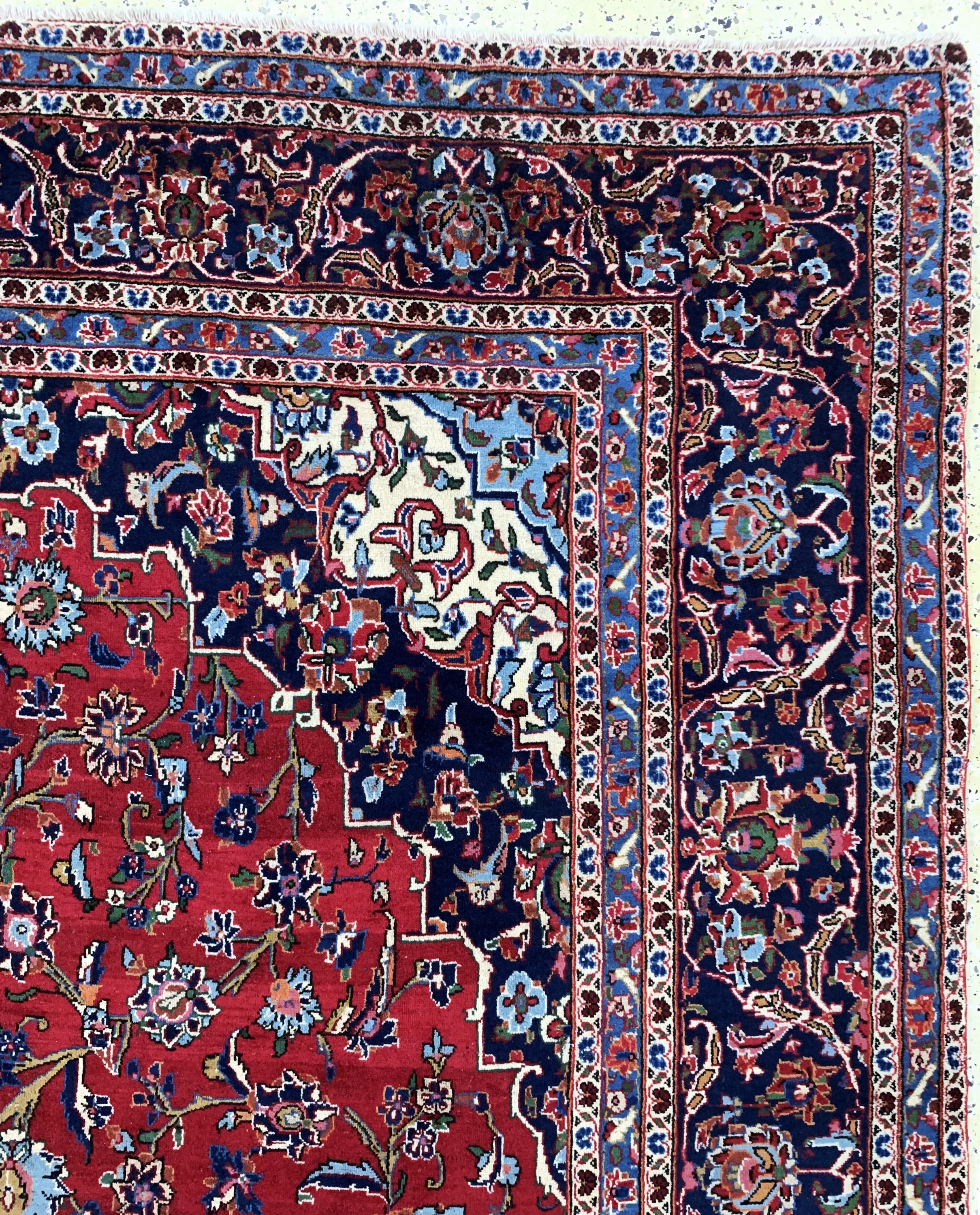 Detail f: Keschan, Persien, Ende 20.Jhd, Wolle auf Baumwolle, ca. 367 x 250 cm, EHZ: 1-2(kleine Florfehlstelle).