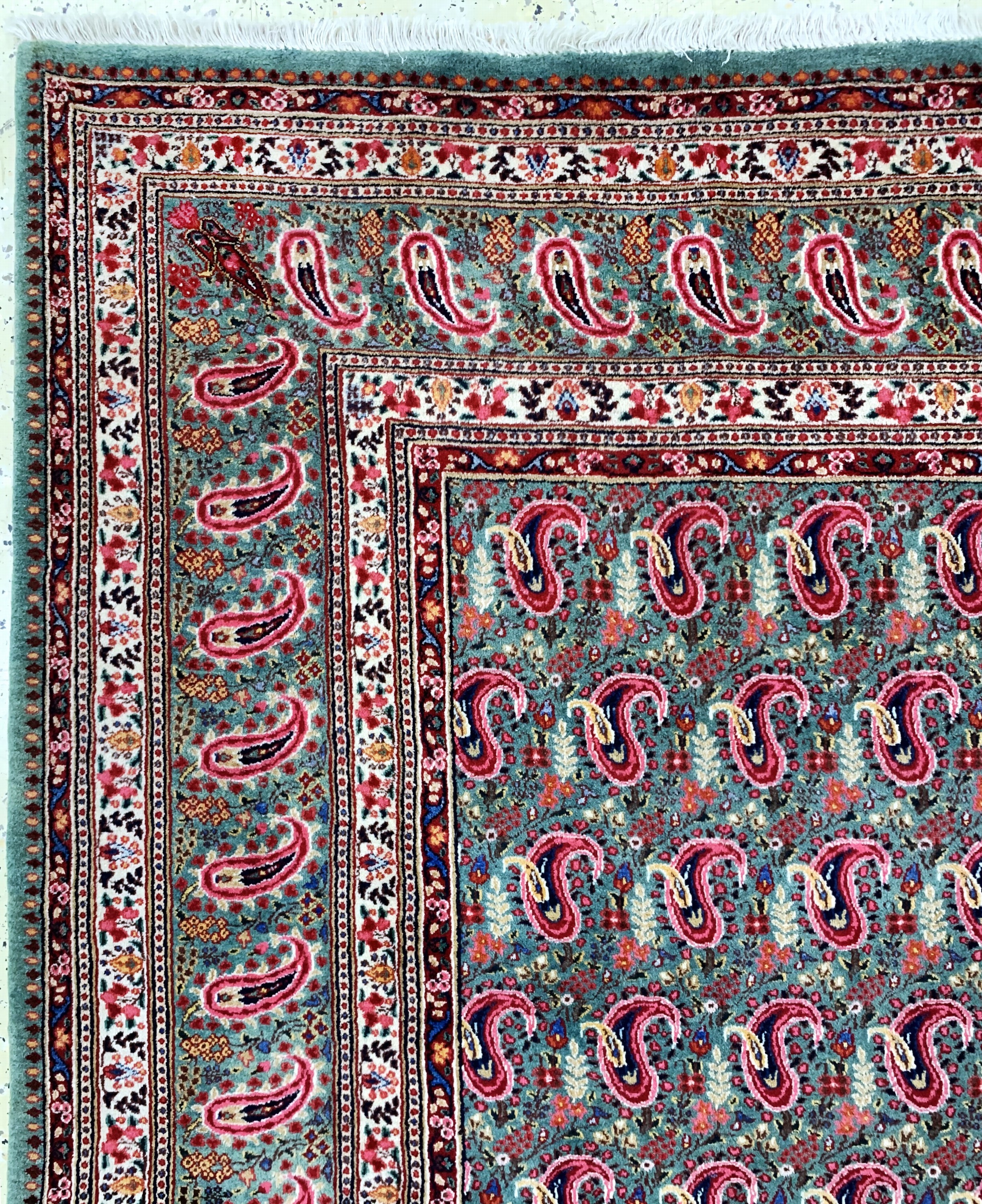 Detail d: Mud Kork fein, Persien, Ende 20.Jhd, Korkwolle auf Baumwolle, ca. 345 x 252 cm, EHZ: 1-2