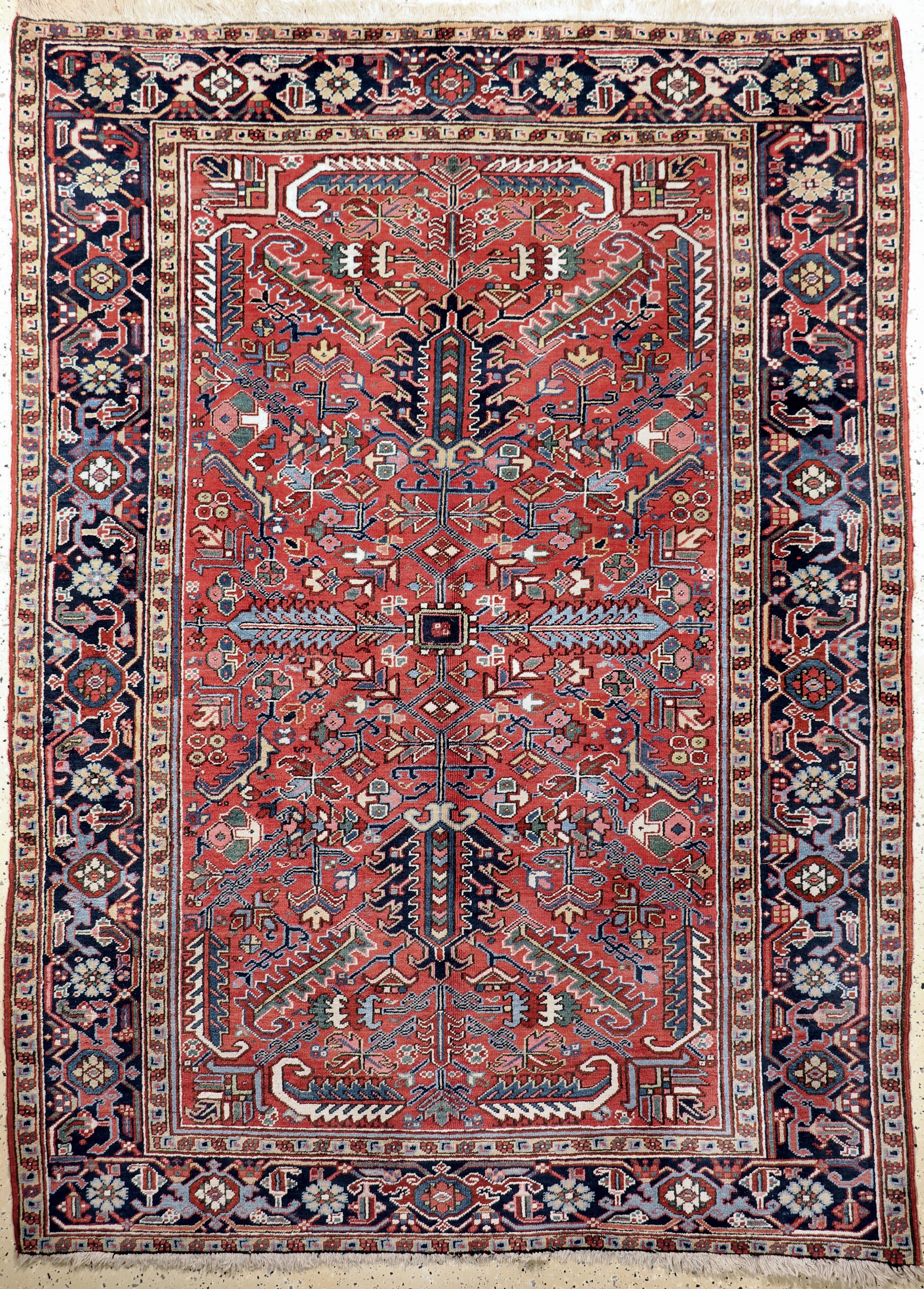 Heriz alt, Persien, Anfang 20.Jhd, Wolle auf Baumwolle, ca. 271 x 198 cm, Mottenfraß, EHZ: 3