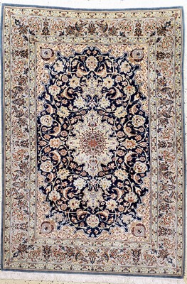 Image Isfahan fine, Persia, mid 20th century, corkwool with and on silk, Approx. 160 x 109 cm, ...