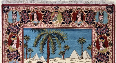 26961081a - Keschan fein alt Persien, "Moses Geschichte", Anfang 20.Jhd, Wolle auf ...