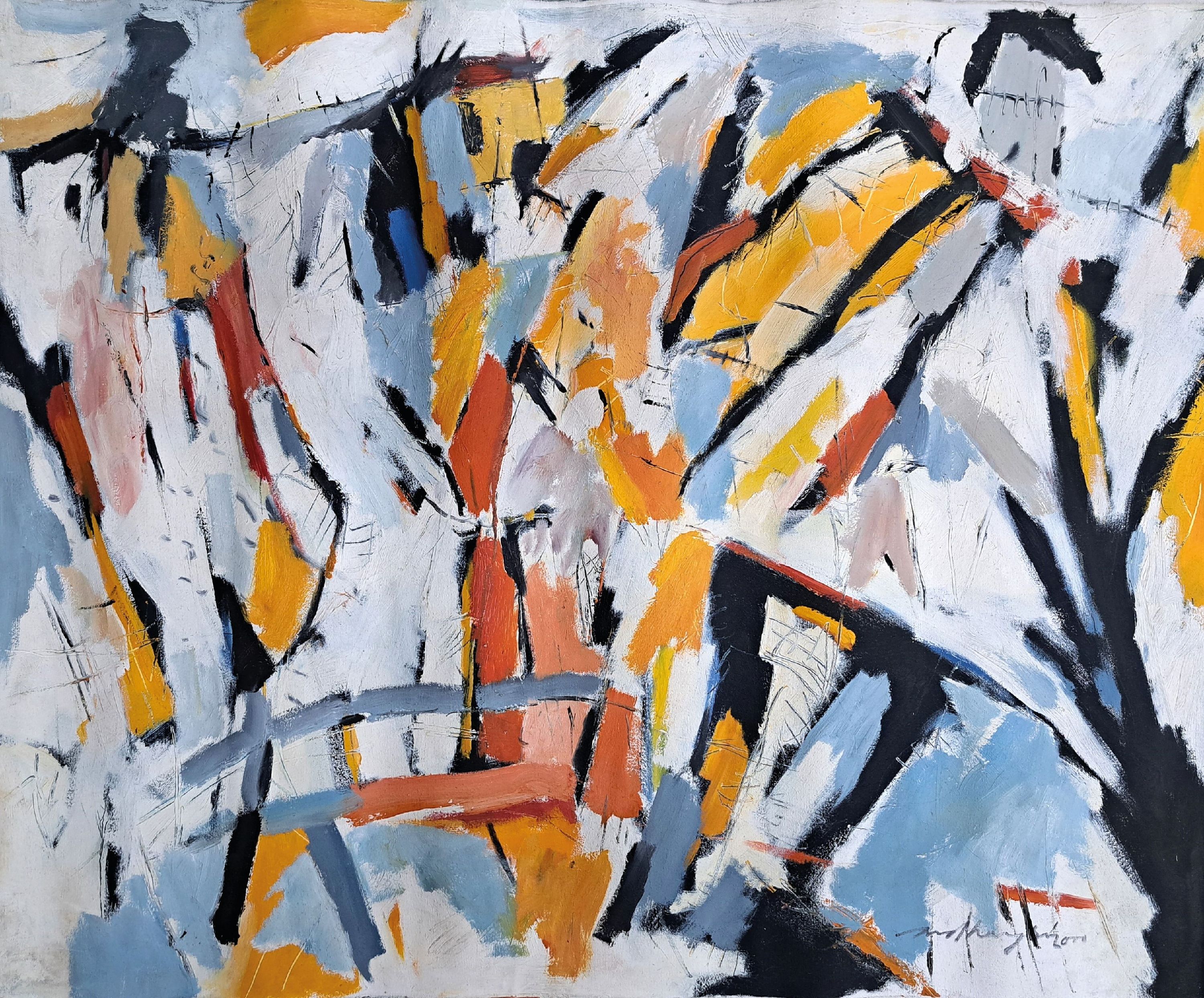 Detail k: Sudhangsu Bandyopadhyay, geb. 1949, of Colour an Space, Öl/Lwd, sign. und dat. 2002, ohne Keilrahmen, ca. 80x100cm, gewölbt