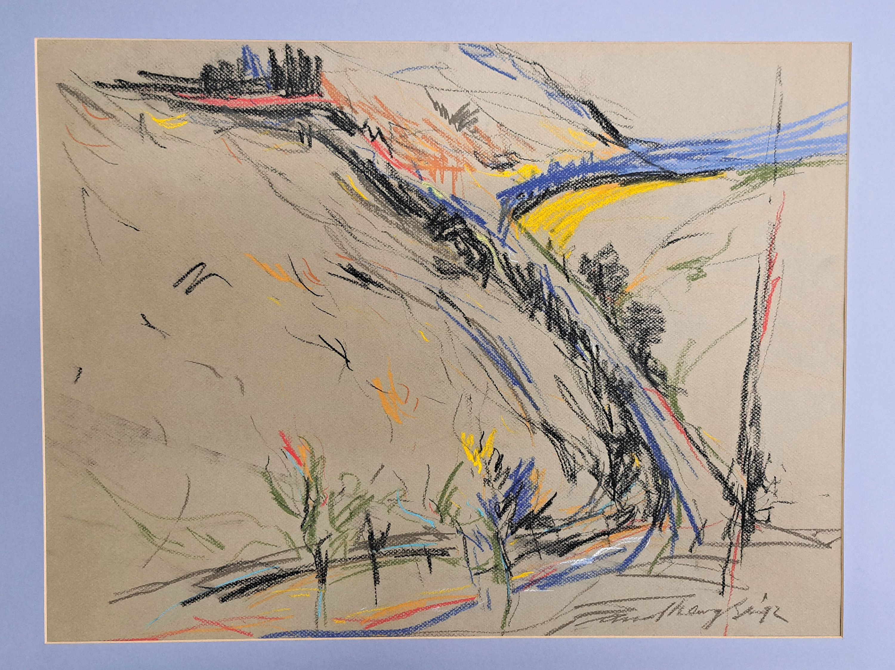 Detail k: Sudhangsu Bandyopadhyay, geb. 1949, unterwegs nach Paris, Pastell auf graubraunem Papier, rechts unten sign., ca. 48x64cm, PP