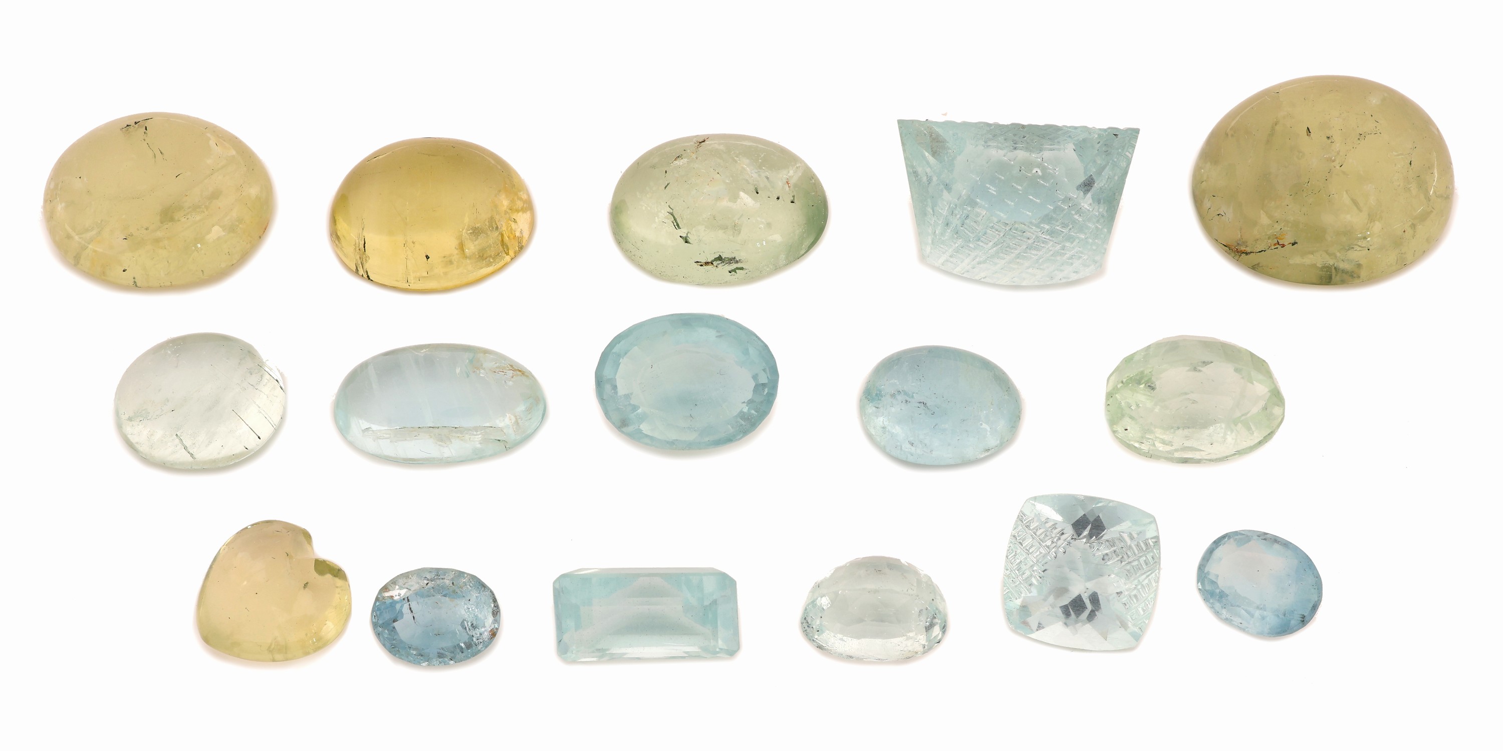 Detail a: Lot lose Berylle, zus. ca. 117.14 ct, versch. Größen, Formen und Farbnuancen, teilw.Fantasie-Schliff