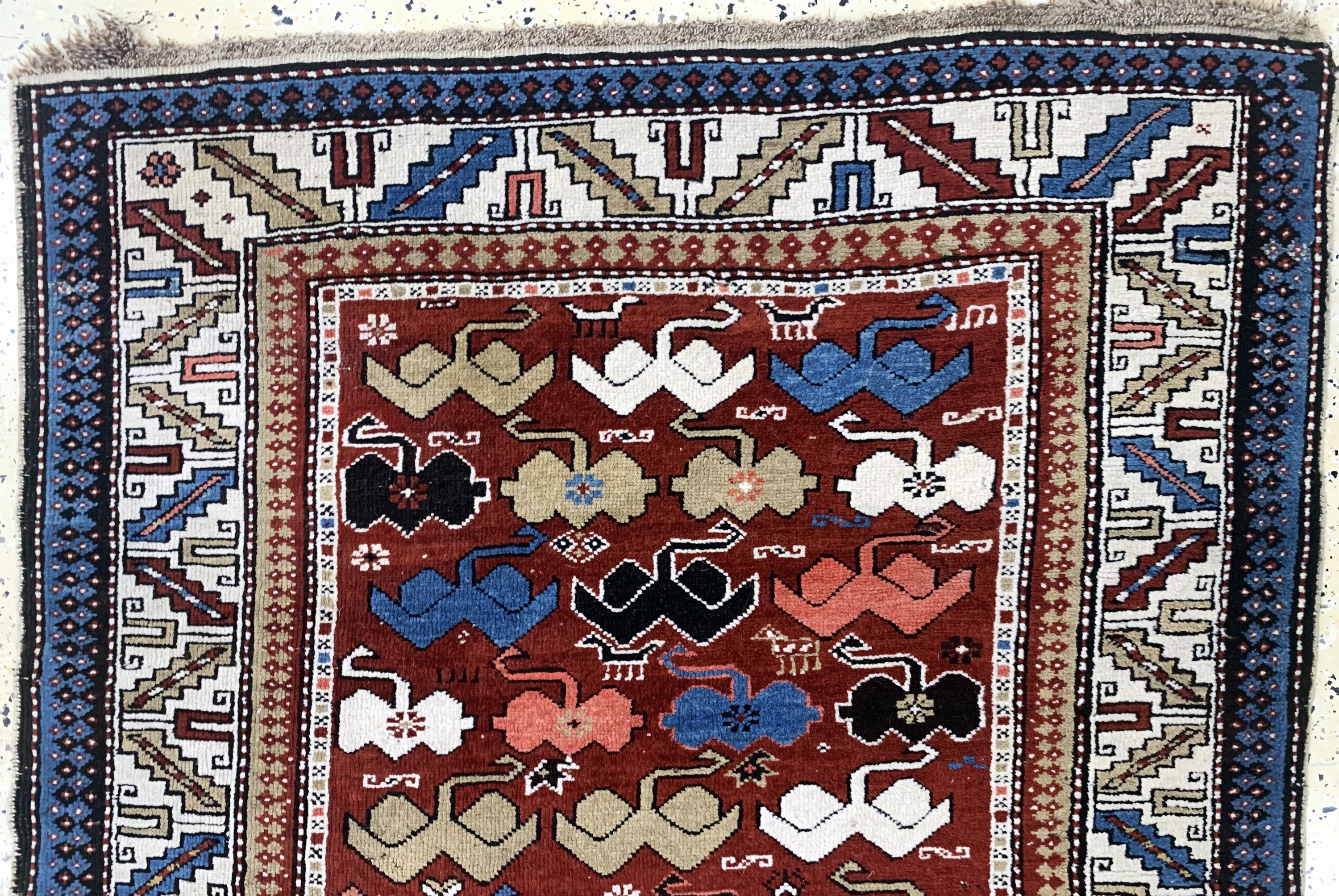 Detail a: Kazak antik, Kaukasus, 19.Jhd, Wolle auf Wolle, ca. 170 x 130 cm, EHZ: 3