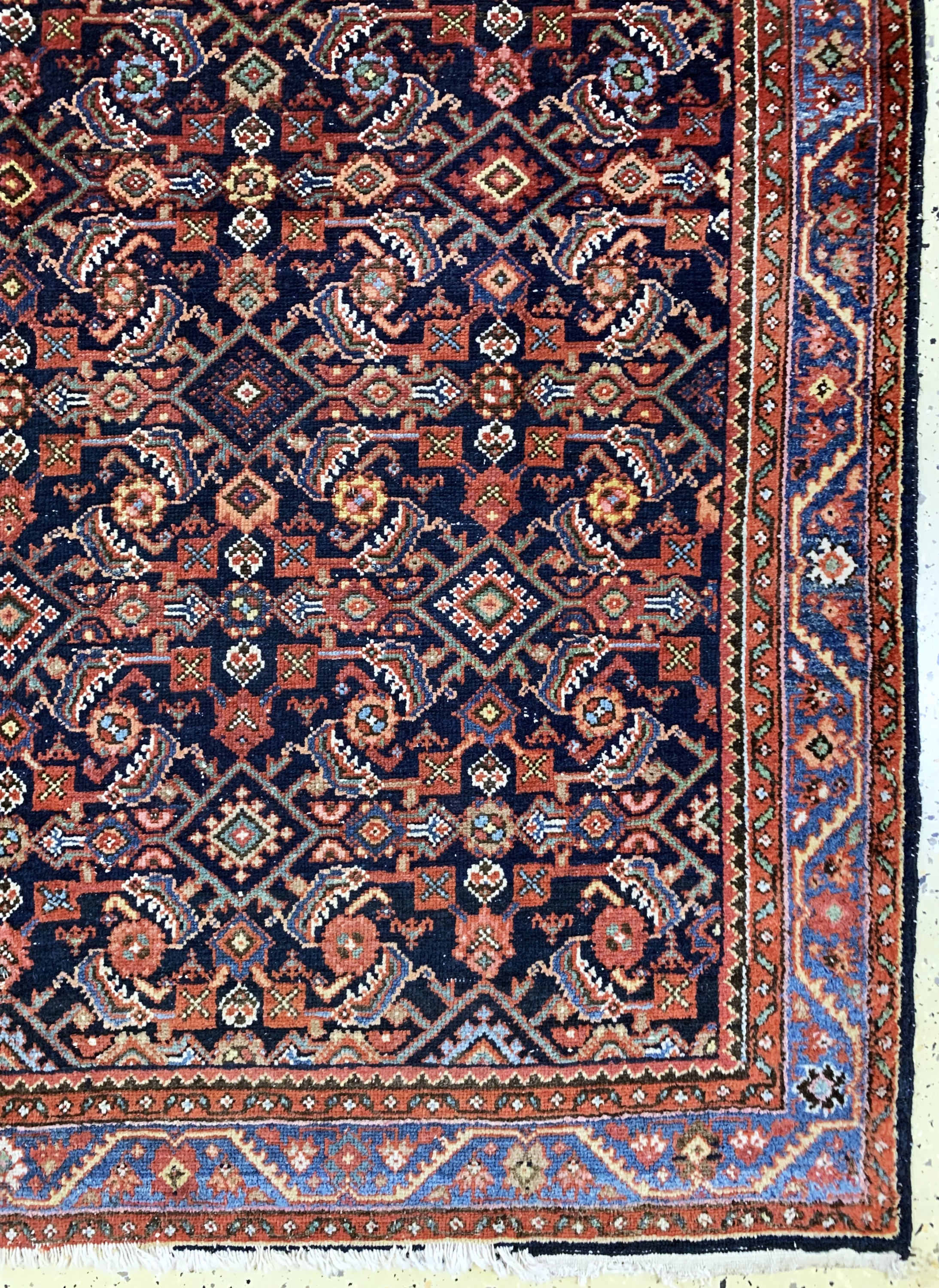 Detail a: Hamadan alt, Persien, Anfang 20.Jhd, Wolle auf Baumwolle, ca. 350 x 170 cm, EHZ: 2-3