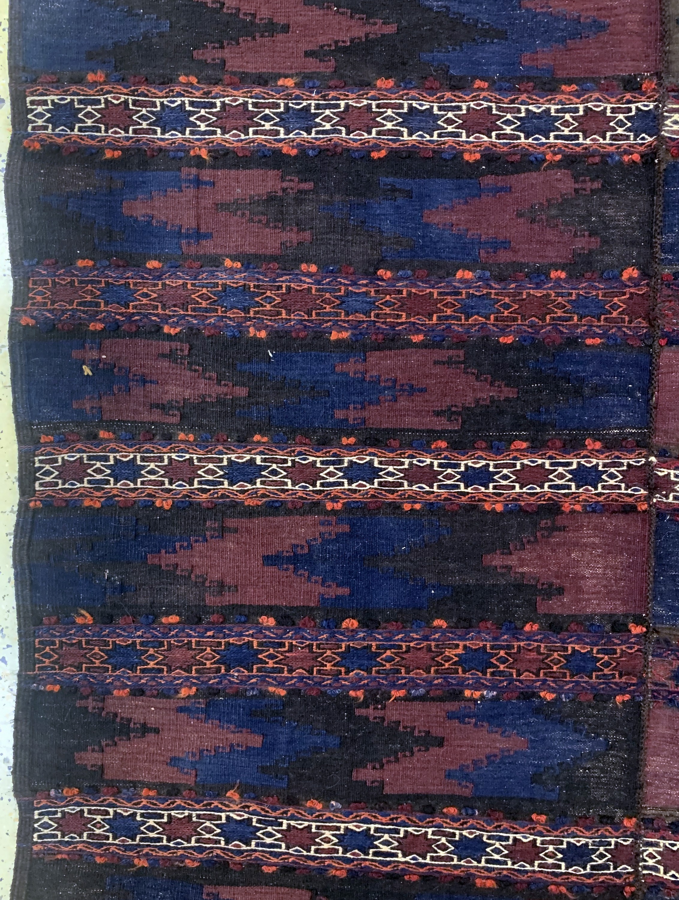 Detail c: Belutsch Sumakh antik, Persien, um 1900, Wolle auf Wolle, ca. 280 x 175 cm, EHZ: 2-3(2 Bahnig)