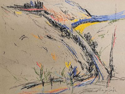 Image 26961451 - Sudhangsu Bandyopadhyay, geb. 1949, unterwegs nach Paris, Pastell auf graubraunem ...
