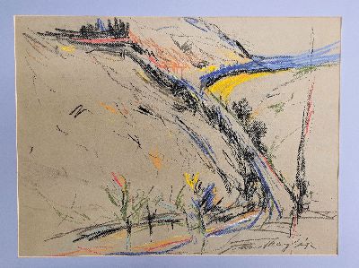 26961451k - Sudhangsu Bandyopadhyay, geb. 1949, unterwegs nach Paris, Pastell auf graubraunem ...