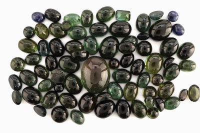 Image Lot loose tourmalines , total approx. 101.68ct, cabochons in different sizes and colour ...