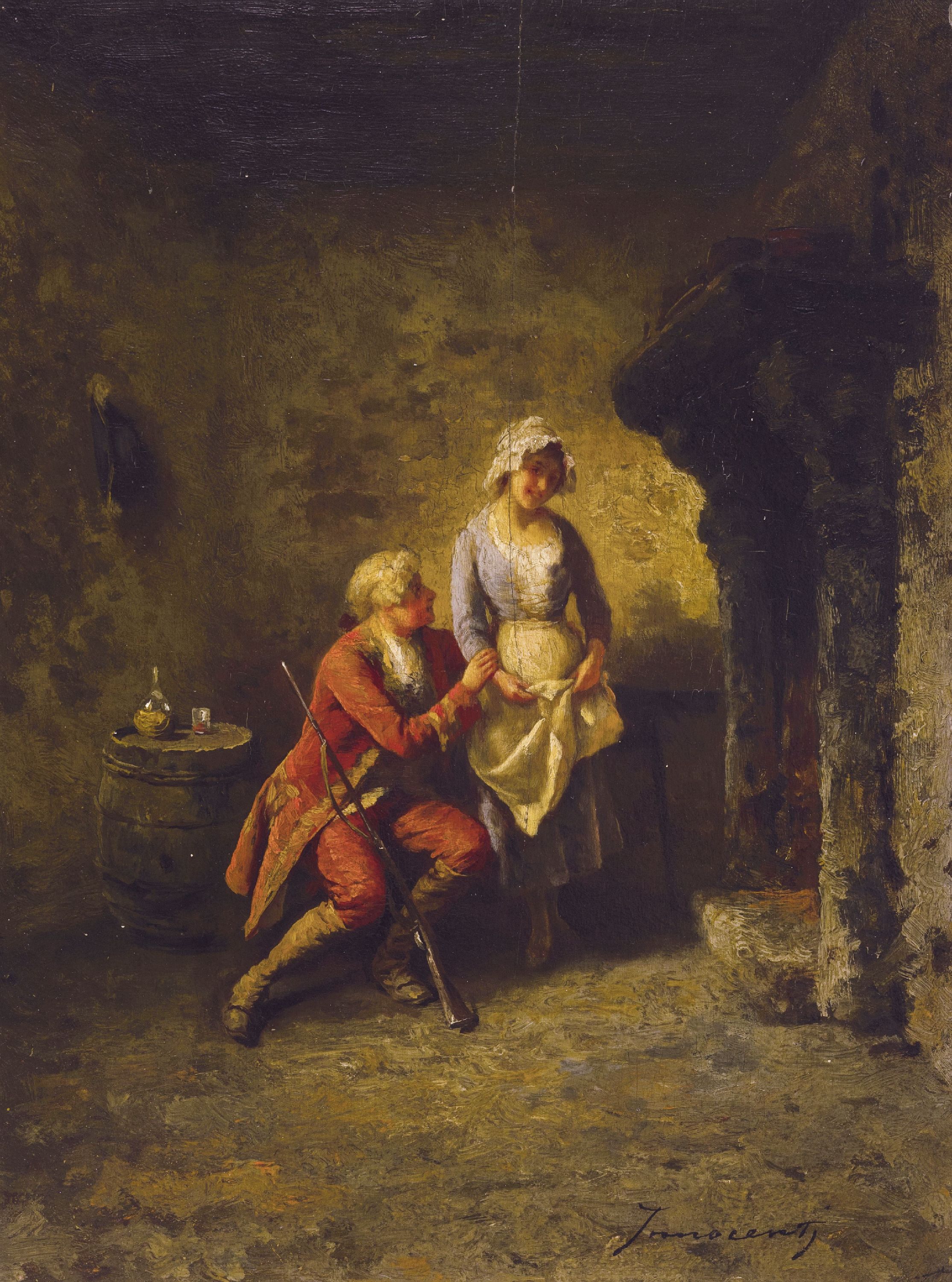 Image 26961543 - Guglielmo Innocenti, 1871-1961, Interieur, intime Szene zwischen Magd und Edelmann, ...