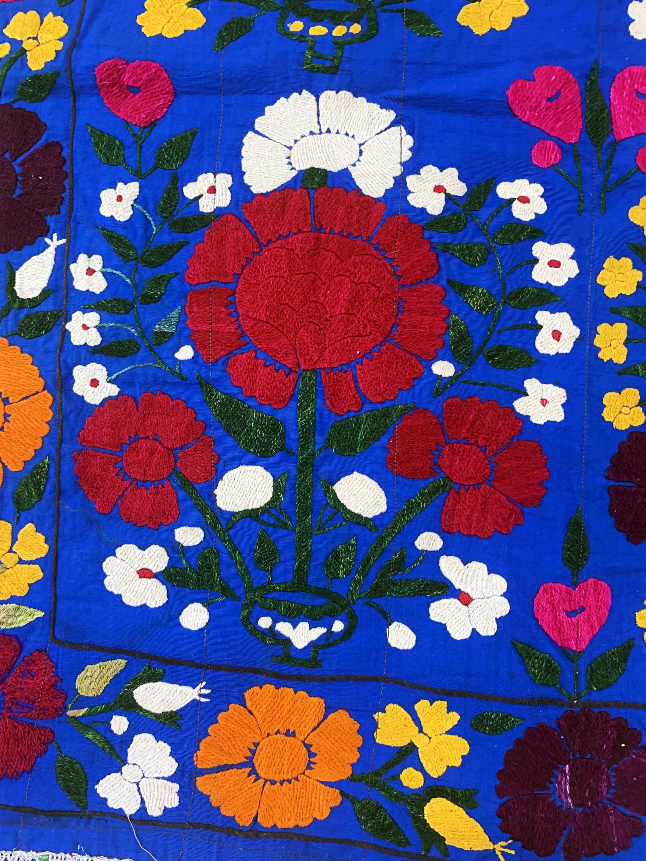 Detail d: Susani, Turkmenistan, Mitte 20.Jhd, Baumwollstickerei, ca. 95 x 85 cm, EHZ: 1-2