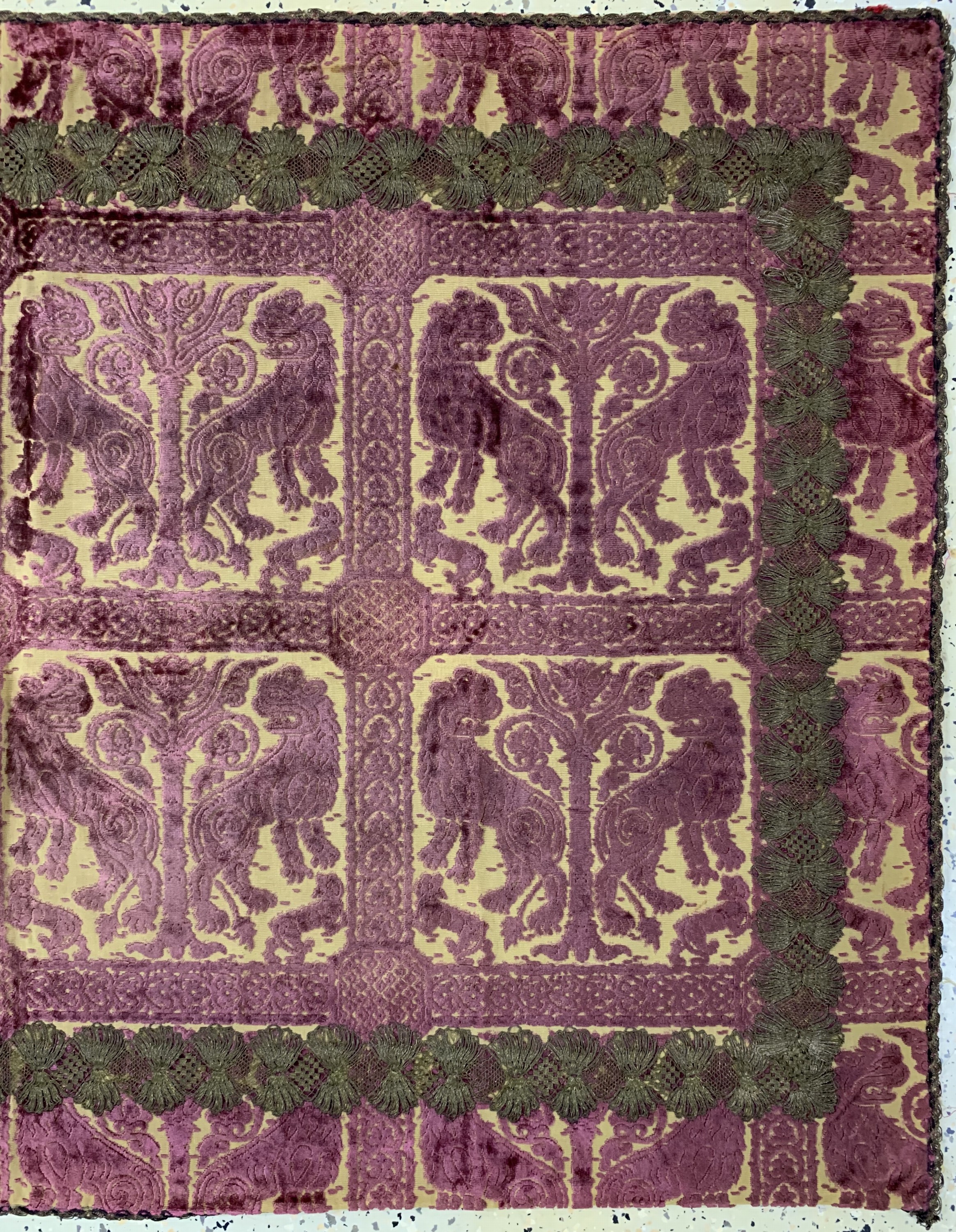 Detail a: Antikes Tuch, Italien, 19.Jhd, Samt-Metall Brokat, ca. 147 x 90 cm, EHZ: 2