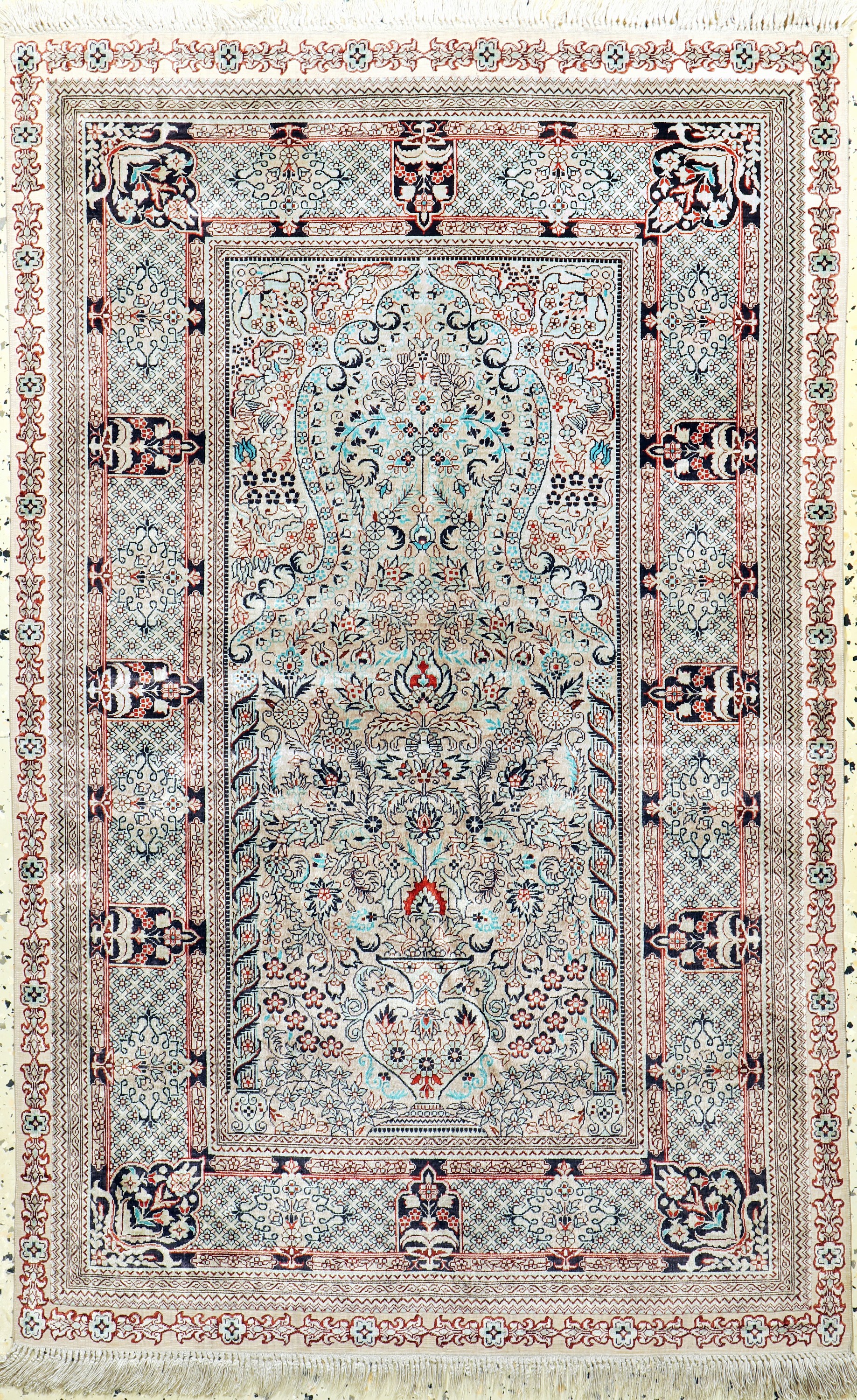 Hereke Seide fein, China, Mitte 20.Jhd, reine Naturseide, ca. 123 x 78 cm, EHZ: 2