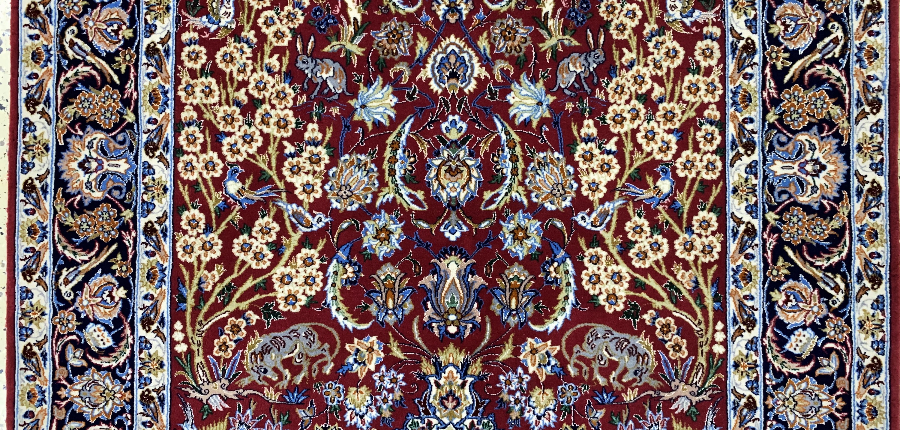 Detail b: Esfahan fein, Persien, Ende 20.Jhd, Korkwolle mit und auf Seide, ca. 158 x 110 cm,verkürzt, EHZ: 2