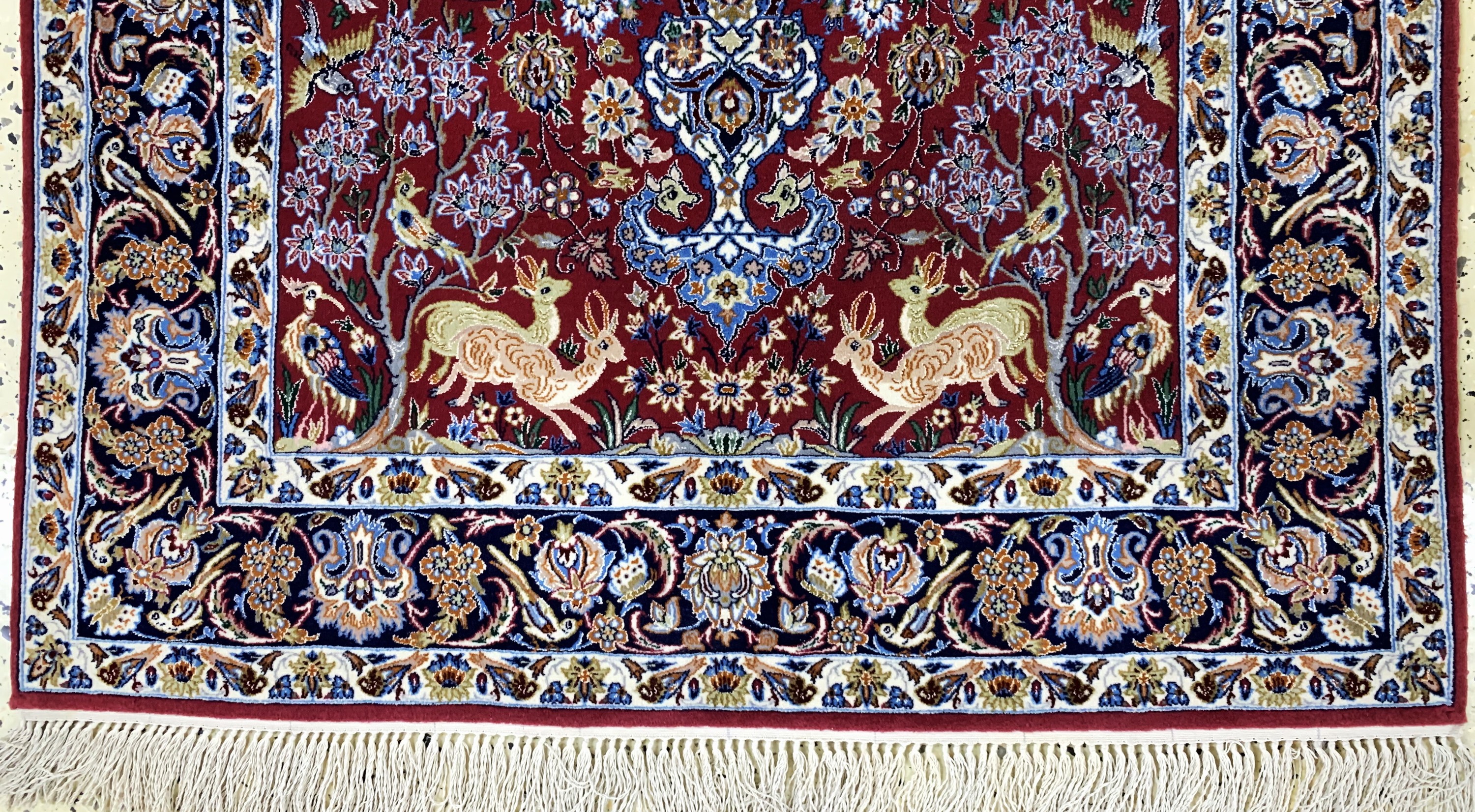 Detail c: Esfahan fein, Persien, Ende 20.Jhd, Korkwolle mit und auf Seide, ca. 158 x 110 cm,verkürzt, EHZ: 2