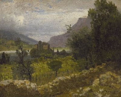 Image 26961564 - Josef Schoyerer, 1844 Berching-1923 München, Tiroler Landschaft mit Blick auf ein ...