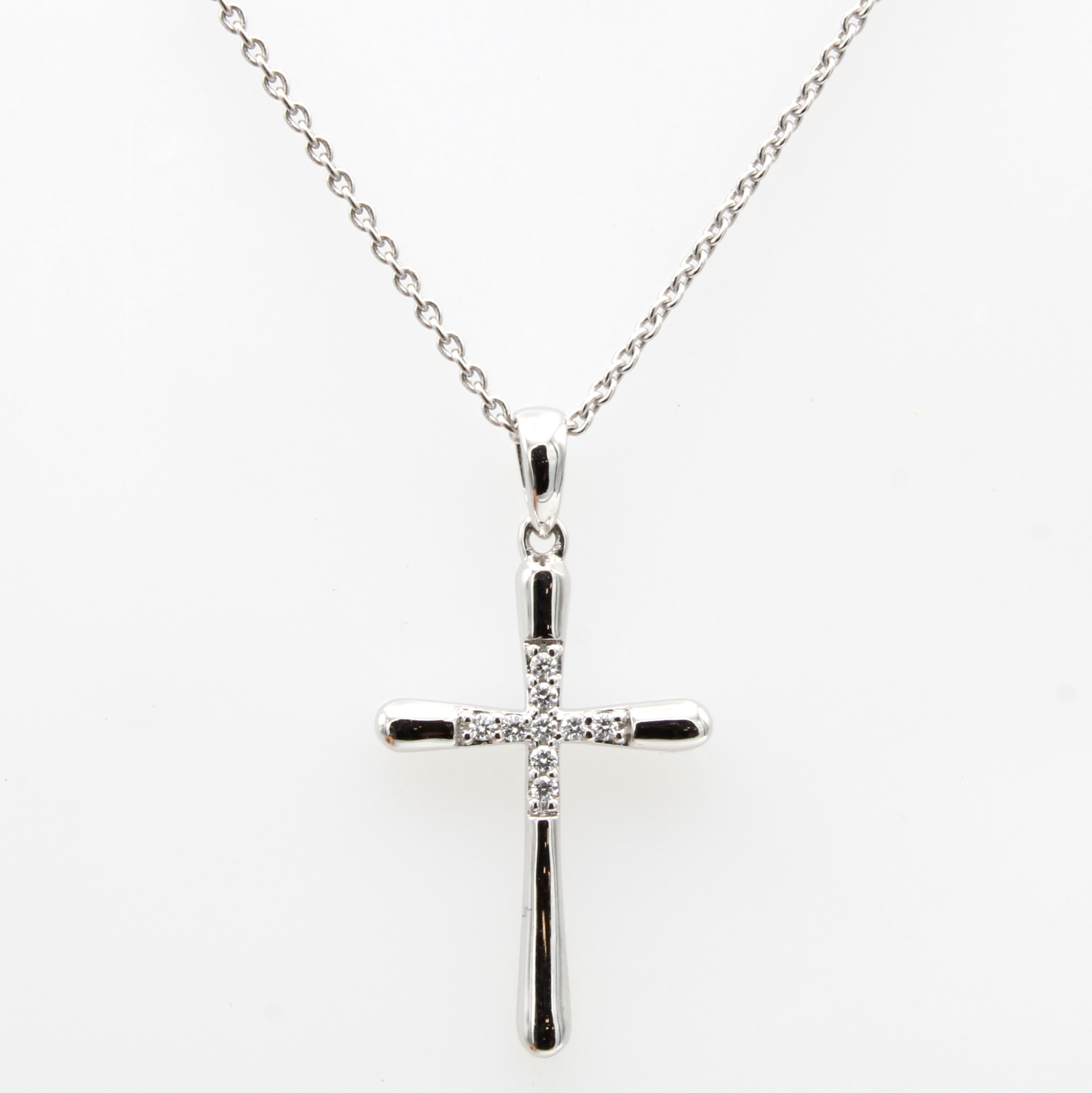 Image 26961762 - Kreuzanhänger mit Brillanten an Kette, WG 585/000, Brill. zus. ca. 0.05 ct Weiß/si, L. ...