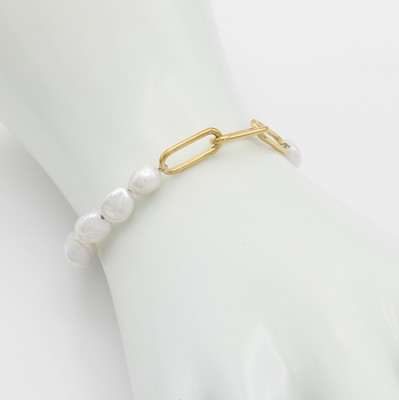 26961749a - Süßwasserzuchtperlenarmband, 925er Silber verg., m. Zwischengliedern, L. ...