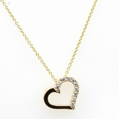 Image Collier "Herz" mit Brillanten, GG 585/000, Brill. zus. ca. 0.10 ct ...
