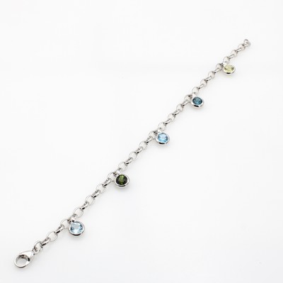 Image Armband mit Farbsteinen, WG 585/000, Blau- topas (beh.), London Topas (beh.), Turmalin, ...
