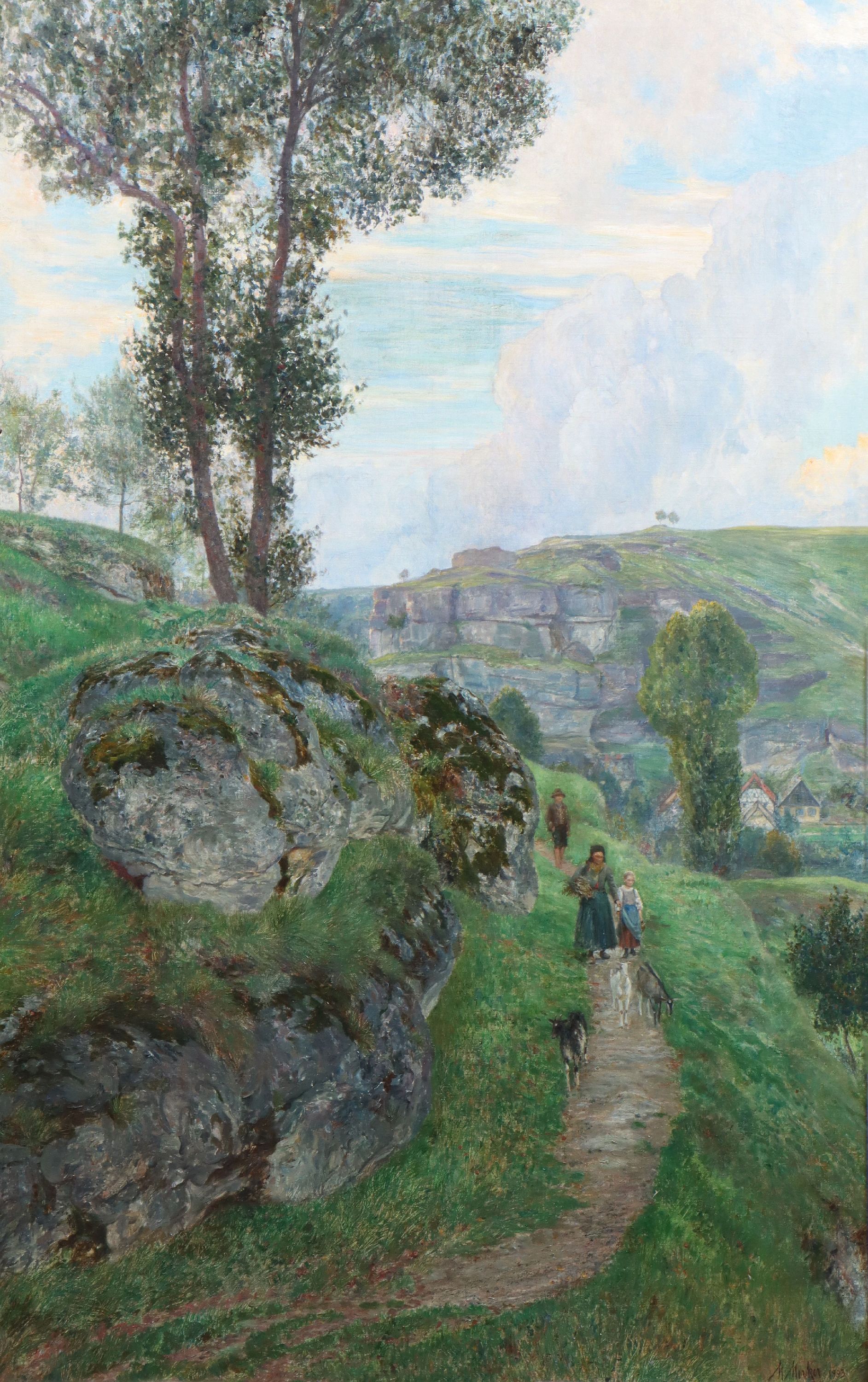 Image 26961864 - Max Merker, 1861-1928 Weimar, Hirten in Harz-Landschaften, hintergründig wohl Blick auf ...