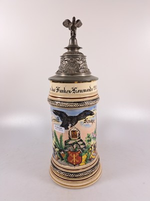26961819c - Reservistenkrug, Funker-Kommando 1903/04 Berlin, Steingut, umlaufend polychrom bemalt, ...