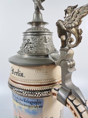 26961819j - Reservistenkrug, Funker-Kommando 1903/04 Berlin, Steingut, umlaufend polychrom bemalt, ...