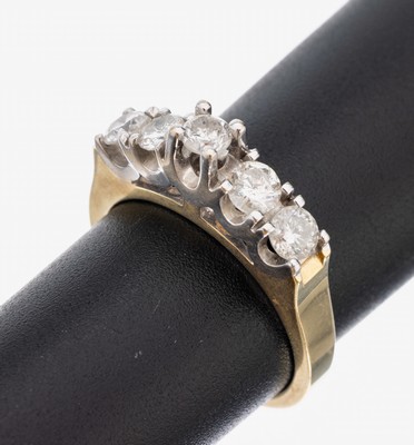Image 26961866 - 14 kt Gold Brillant-Ring, GG/WG 585/000, Ringkopf in mehreren Ebenen, 5 in WG gefasste ...