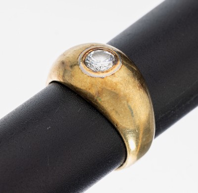 Image 26961867 - 14 kt Gold Brillant-Ring, GG 585/000, klassischer Bandring, Brillant ca. 0.40 ct ...