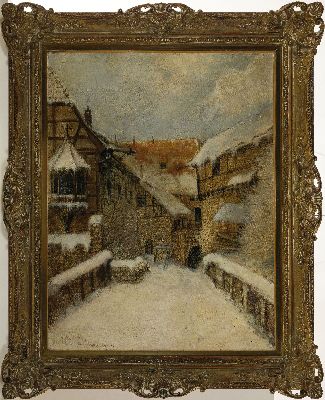 26961870k - Max Oehler, 1881 Eisenach-1943 Weimar, winterliche Ansicht der Wartburg, Blick in den ...