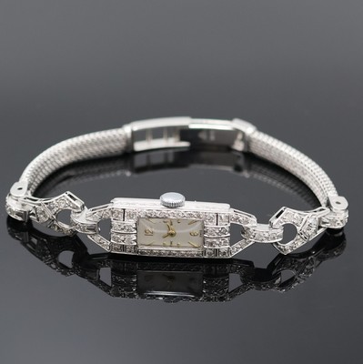 Image 26961872 - Art Deco Damenarmbanduhr in Platin mit Diamanten, Schweiz um 1920, Handaufzug, ...