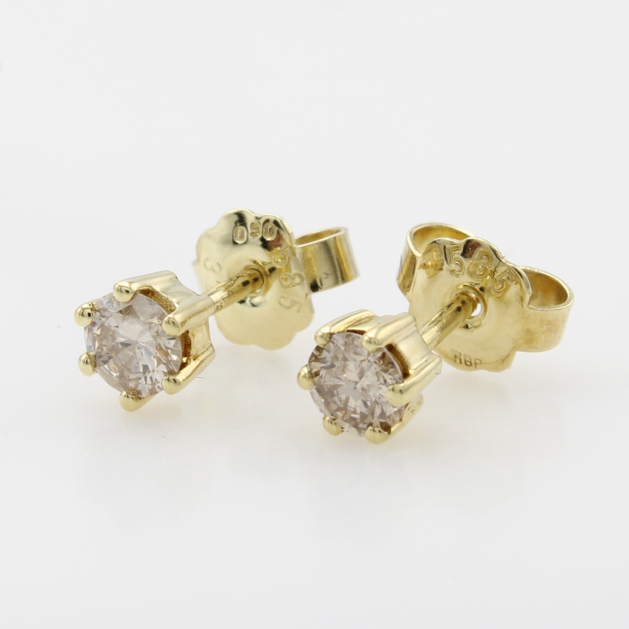 Image 26961978 - Paar Ohrstecker mit Brillanten, GG 585/000, 2 Brill. in 6er Krappenfassungen zus. ca. ...