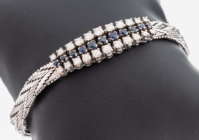 Image 26961911 - 14 kt Gold Brillant-Saphir-Armband, WG 585/000, 11 rundfacett. Saphire zus. ca. 0.44 ...