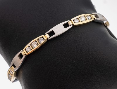 Image 26961917 - 14 kt Gold Brillant-Armband, WG/GG 585/000,WG sat., 18 Brillanten zus. ca. 2.40 ct ...