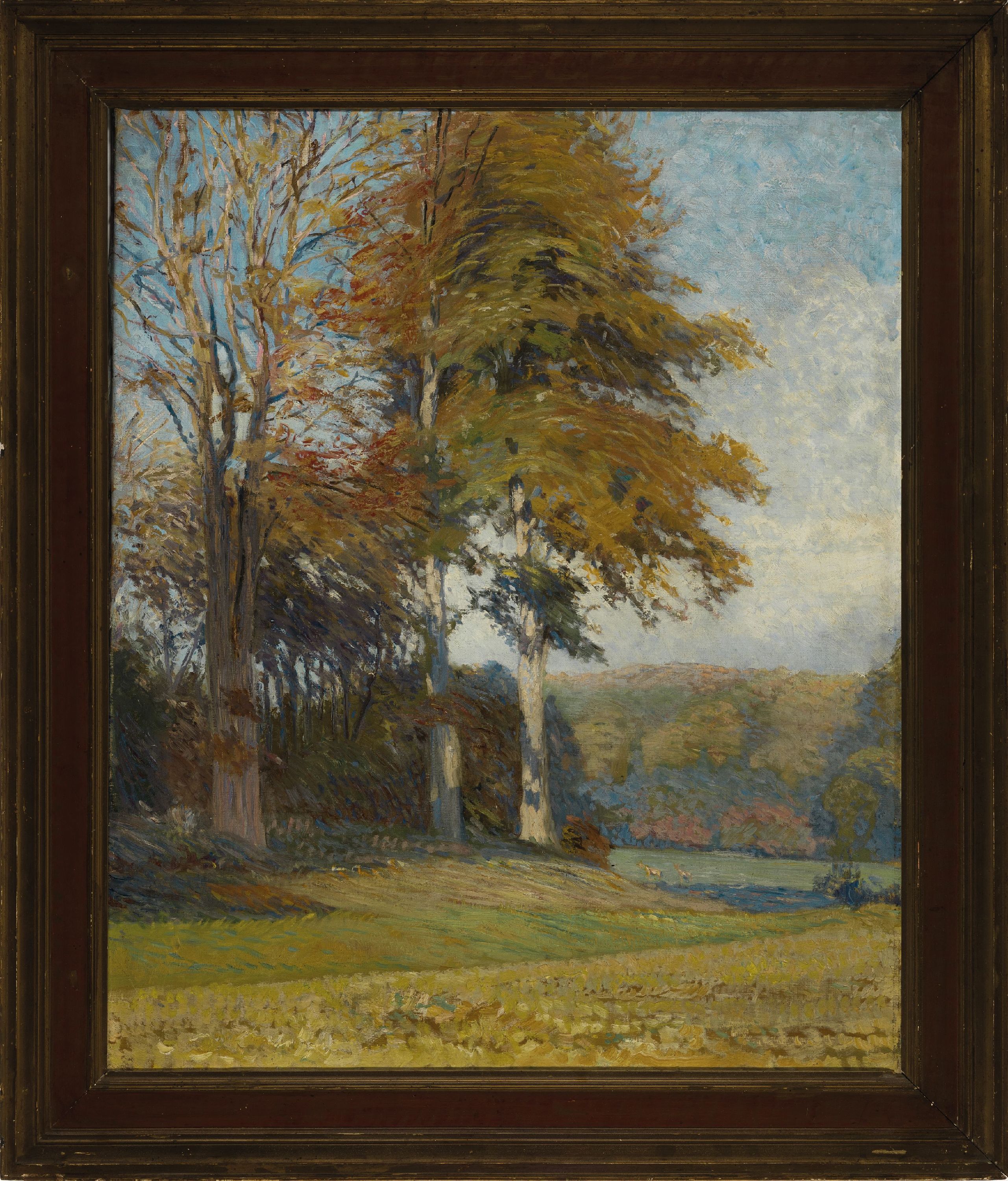 Detail k: Paul Scheffer, 1877 Kassel-1916 gefallen, Herbst im Wald, so rückseitig betitelt, Öl/Lwd, unsigniert, rückseitig beglaubigte Bestätigung der ...