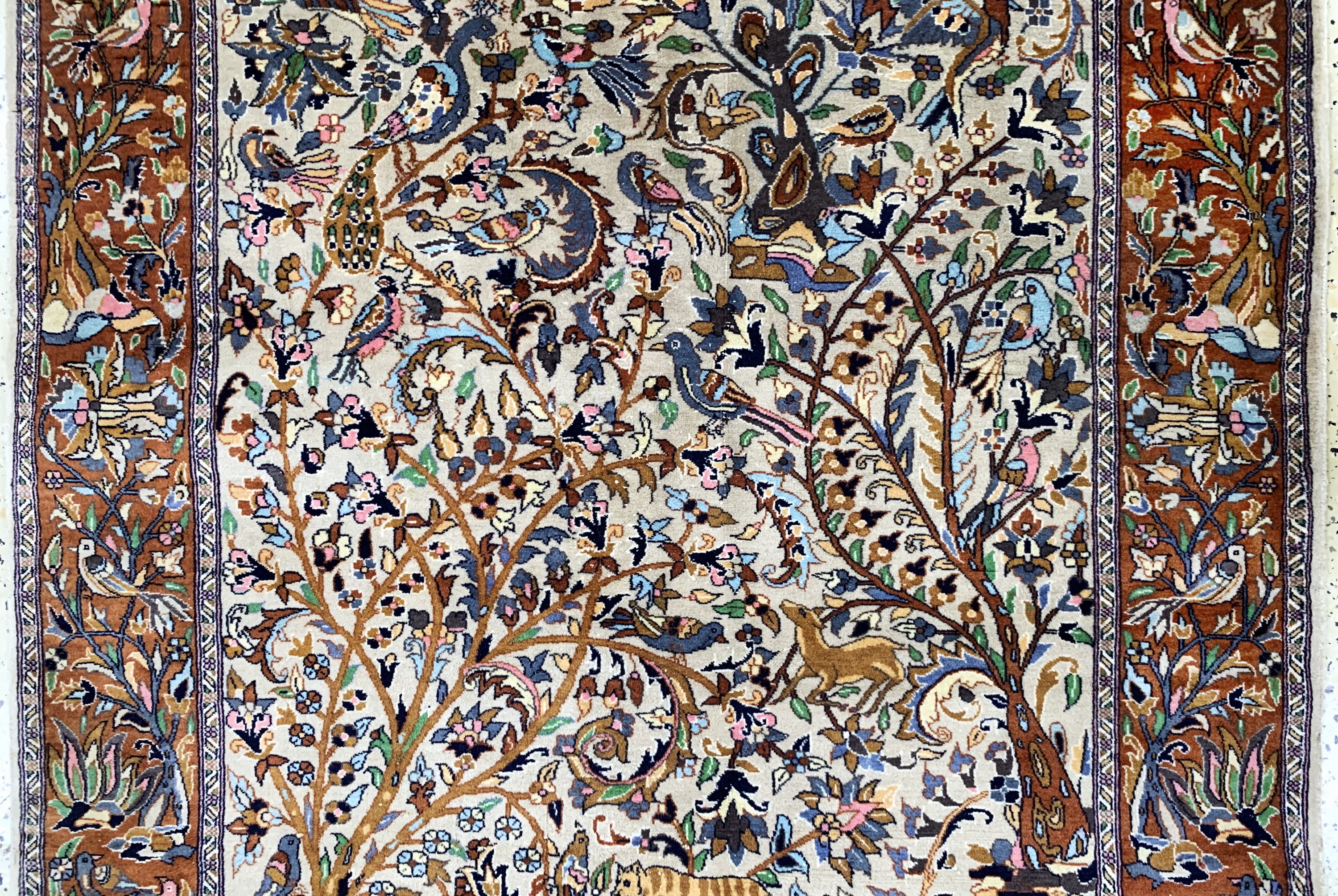Detail b: Lahor fein, Pakistan, Mitte 20.Jhd, Korkwolle auf Baumwolle, ca. 198 x 126 cm, gereinigt, EHZ: 2