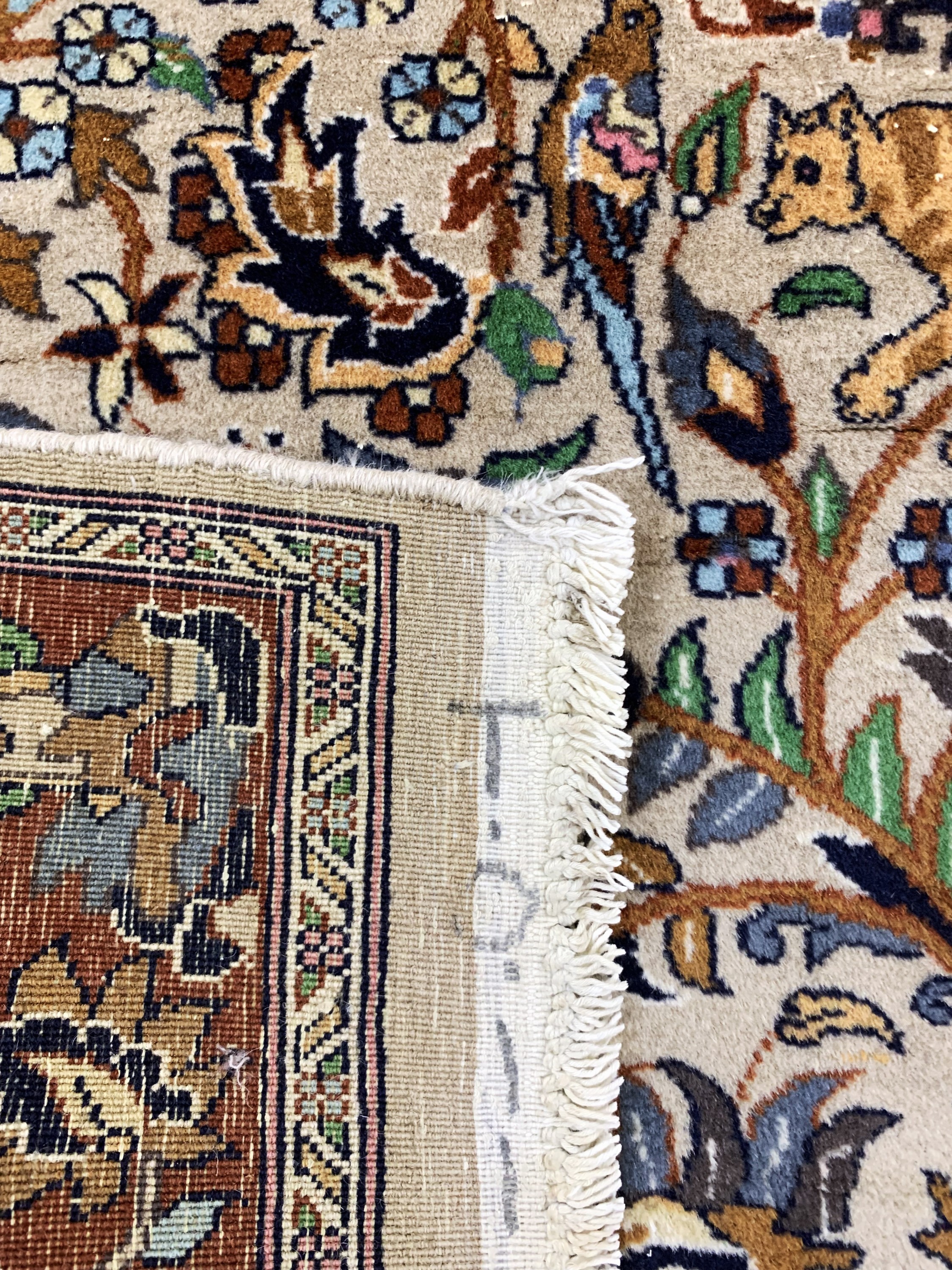 Detail d: Lahor fein, Pakistan, Mitte 20.Jhd, Korkwolle auf Baumwolle, ca. 198 x 126 cm, gereinigt, EHZ: 2