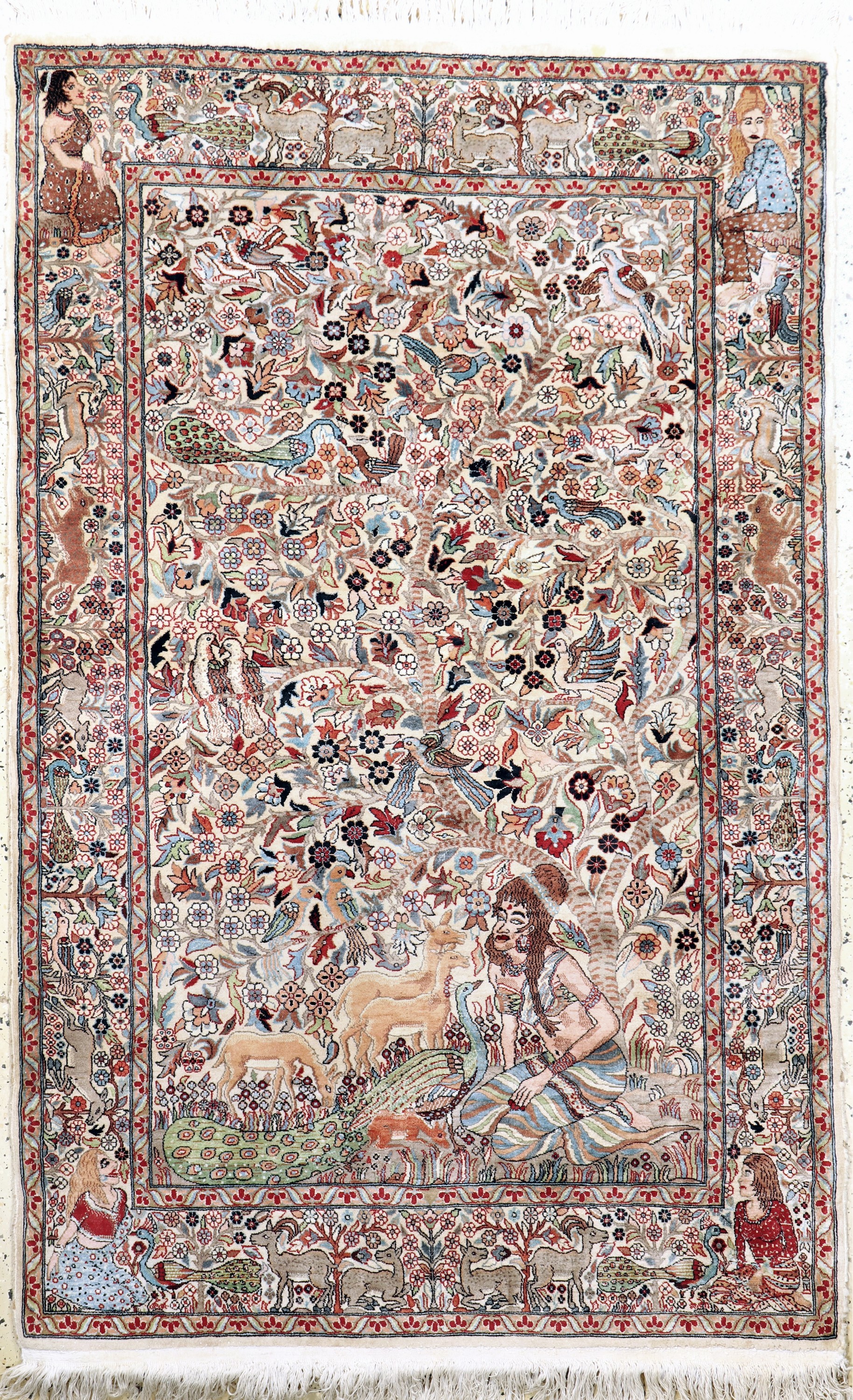 Lahor fein, Pakistan, Mitte 20.Jhd, Korkwolle auf Baumwolle, ca. 195 x 125 cm, gereinigt, EHZ: 2