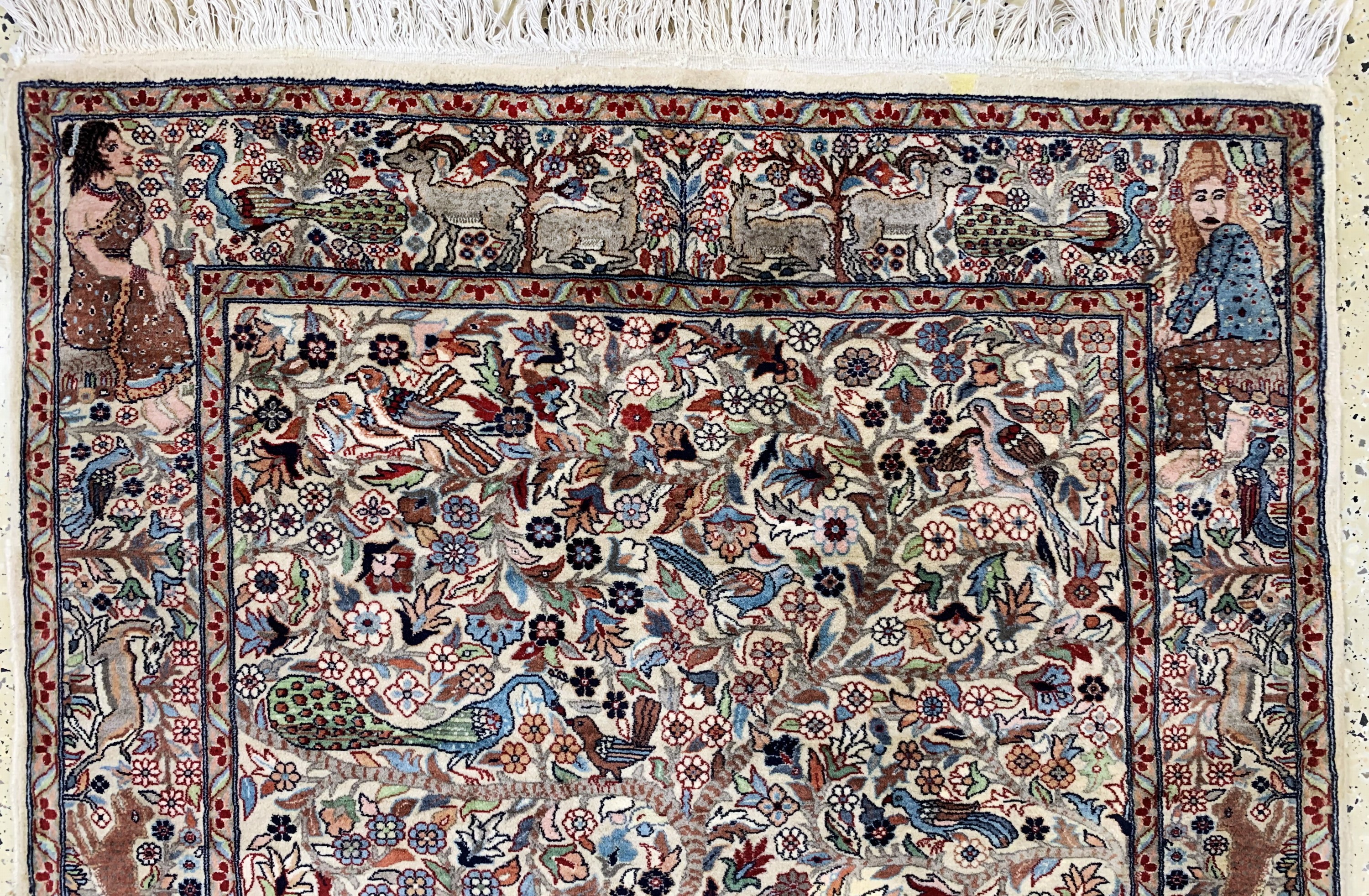 Detail a: Lahor fein, Pakistan, Mitte 20.Jhd, Korkwolle auf Baumwolle, ca. 195 x 125 cm, gereinigt, EHZ: 2