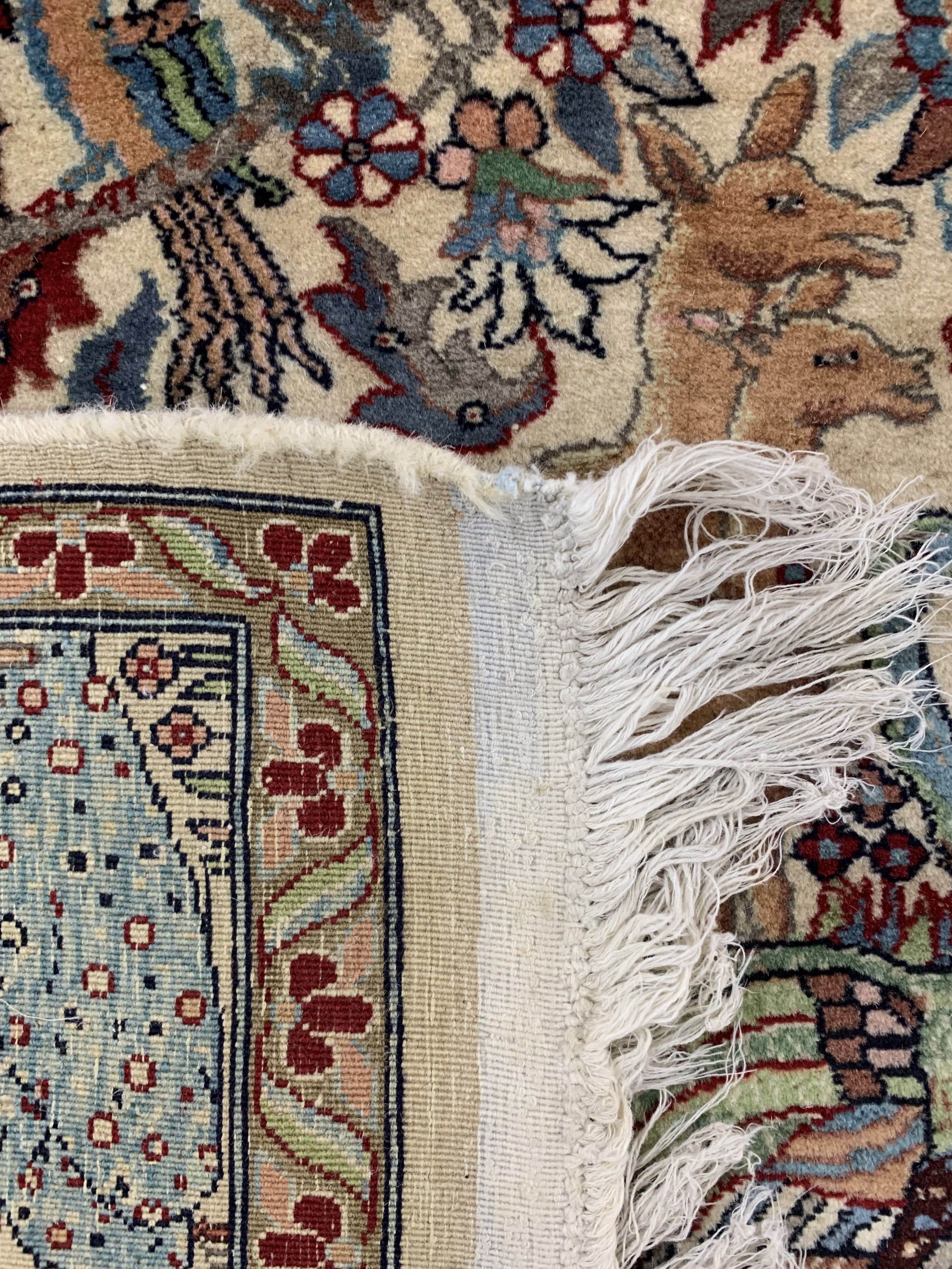 Detail e: Lahor fein, Pakistan, Mitte 20.Jhd, Korkwolle auf Baumwolle, ca. 195 x 125 cm, gereinigt, EHZ: 2